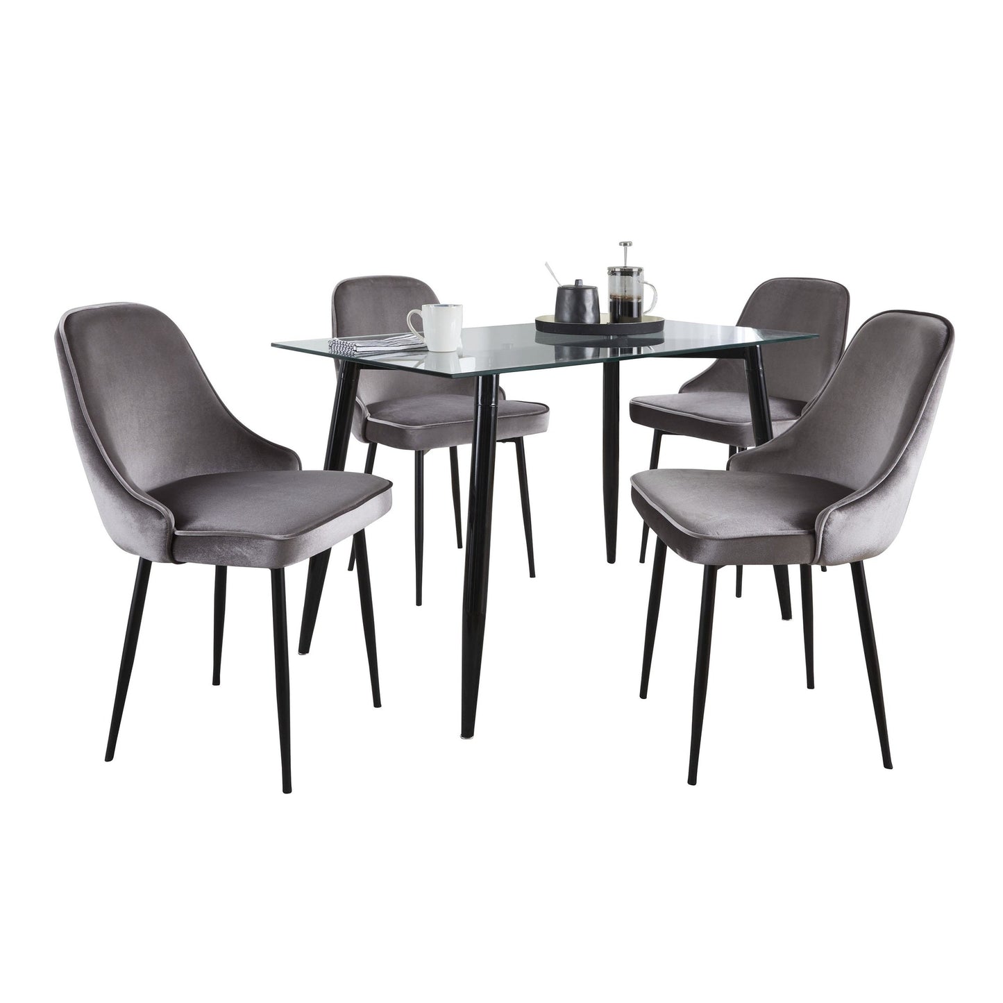 Clara-Marcel Dining Set - 5 Piece By LumiSource - DS5-CLRABKCL+4MARCLVBKSV | Dining Sets | Modishstore - 3