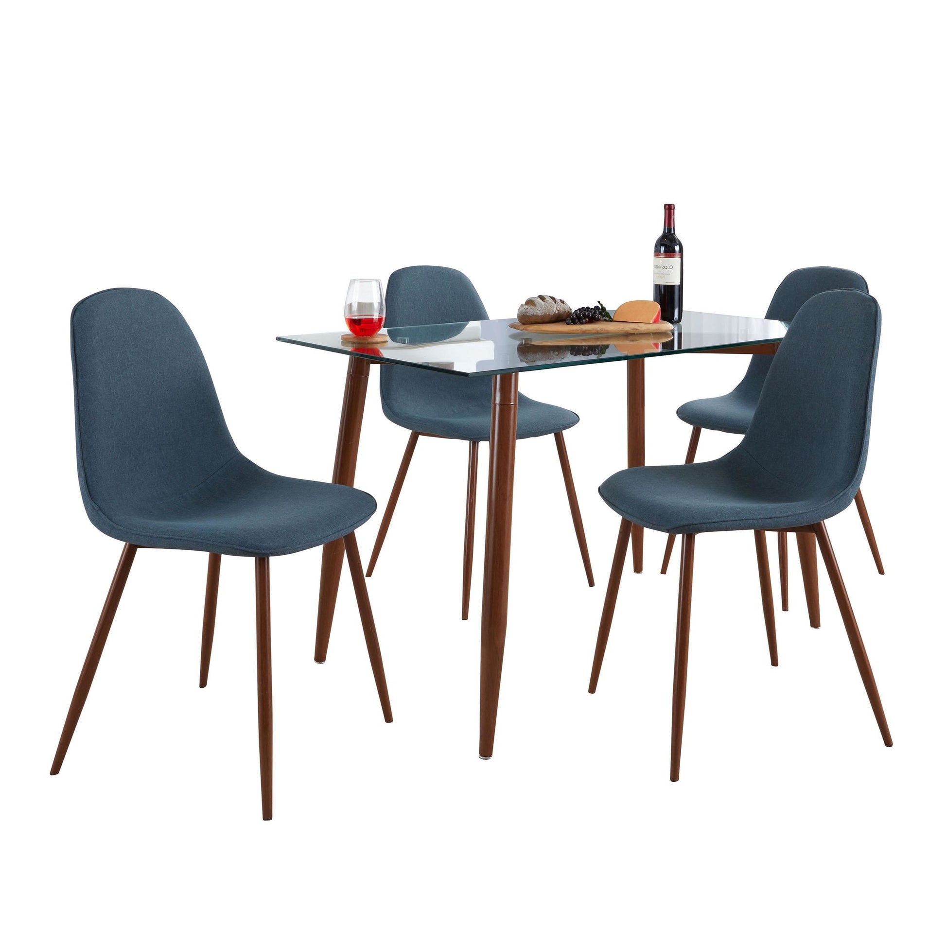 Clara-Pebble Dining Set - 5 Piece By LumiSource - DS5-CLRAWLCL+4PEBFBWLBU | Dining Sets | Modishstore - 2