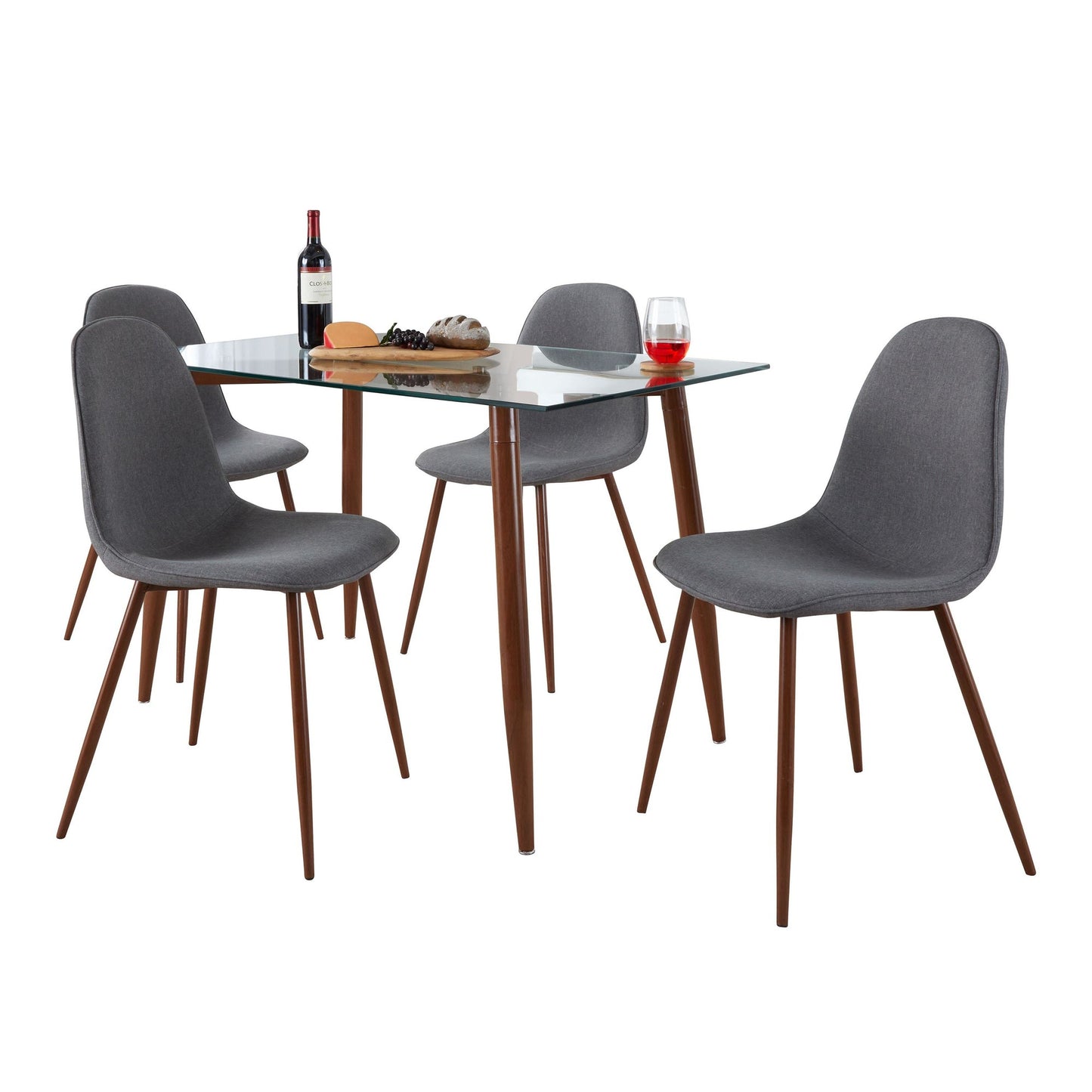 Clara-Pebble Dining Set - 5 Piece By LumiSource - DS5-CLRAWLCL+4PEBFBWLBU | Dining Sets | Modishstore - 5