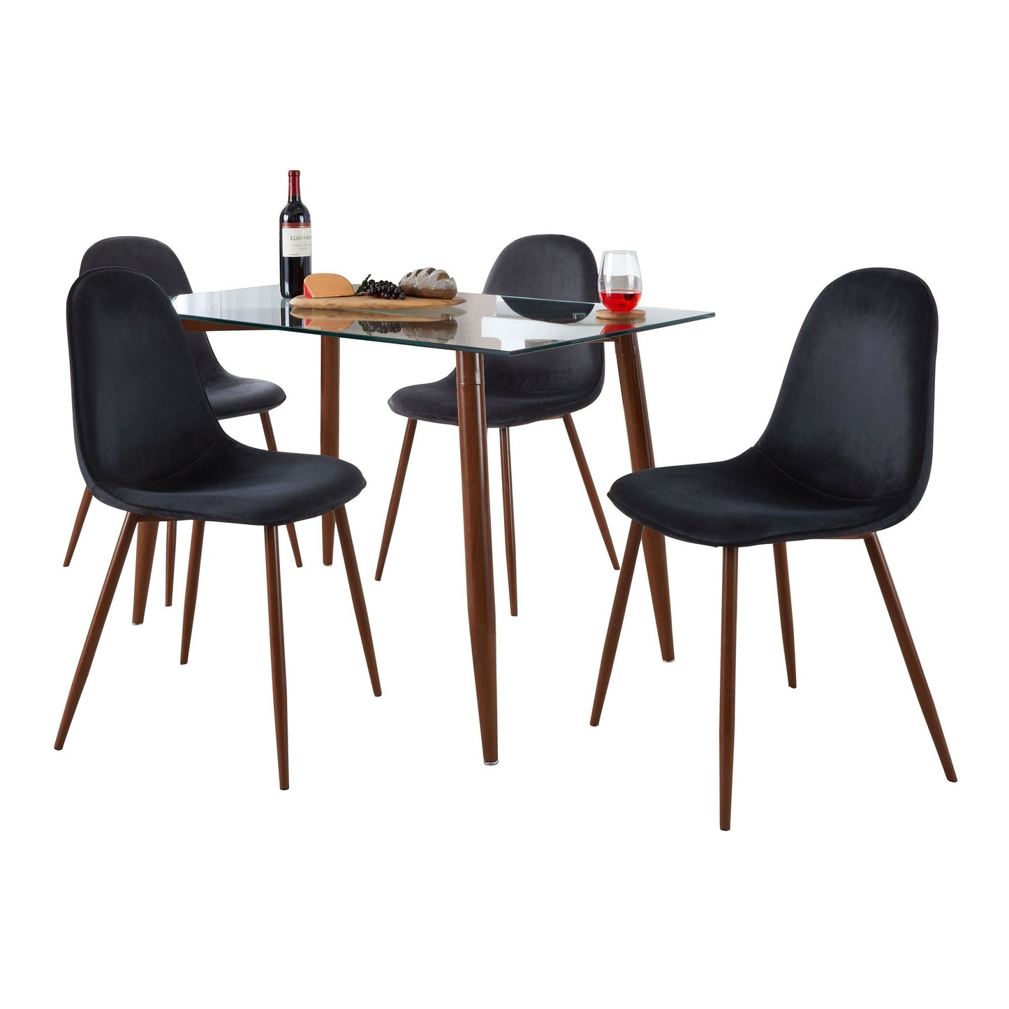 Clara-Pebble Dining Set - 5 Piece By LumiSource - DS5-CLRAWLCL+4PEBVWLBK | Dining Sets | Modishstore - 2