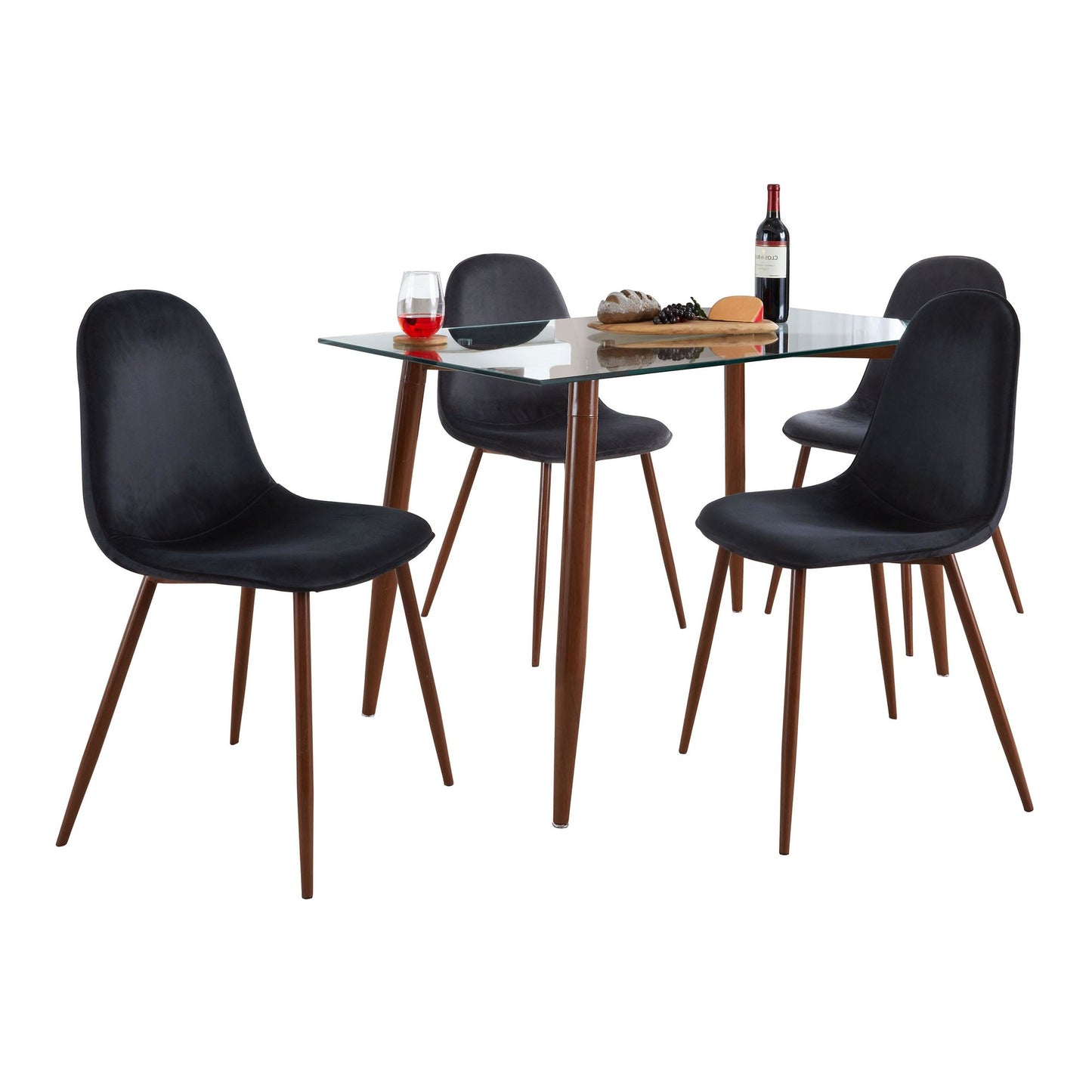 Clara-Pebble Dining Set - 5 Piece By LumiSource - DS5-CLRAWLCL+4PEBVWLBK | Dining Sets | Modishstore - 3