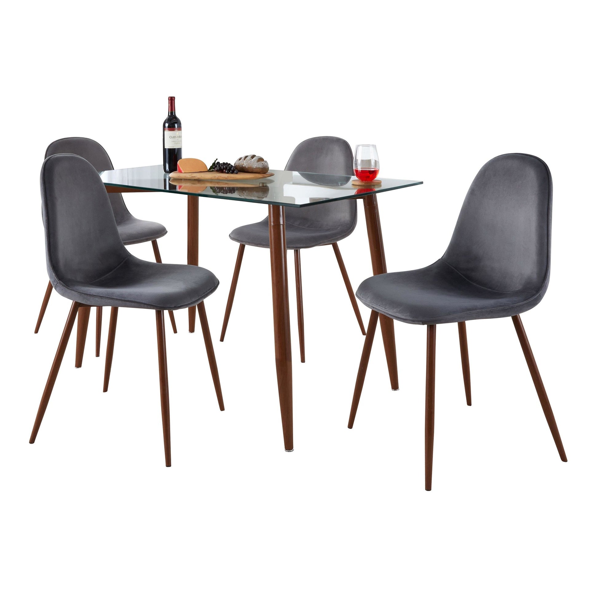 Clara-Pebble Dining Set - 5 Piece By LumiSource - DS5-CLRAWLCL+4PEBVWLBK | Dining Sets | Modishstore - 8