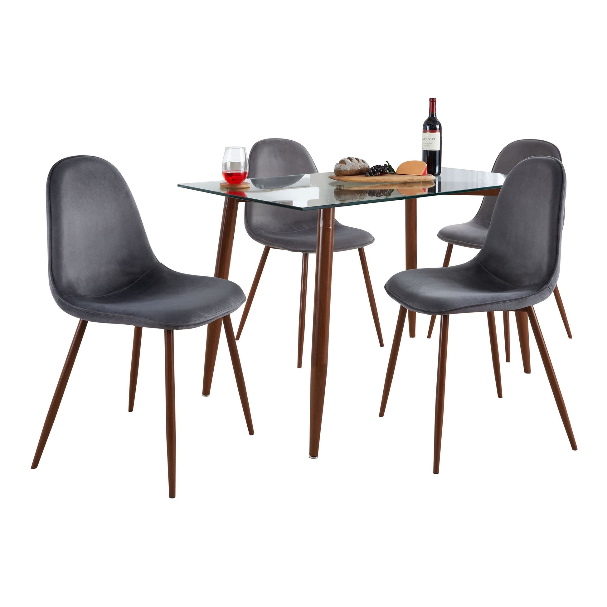 Clara-Pebble Dining Set - 5 Piece By LumiSource - DS5-CLRAWLCL+4PEBVWLBK | Dining Sets | Modishstore - 9