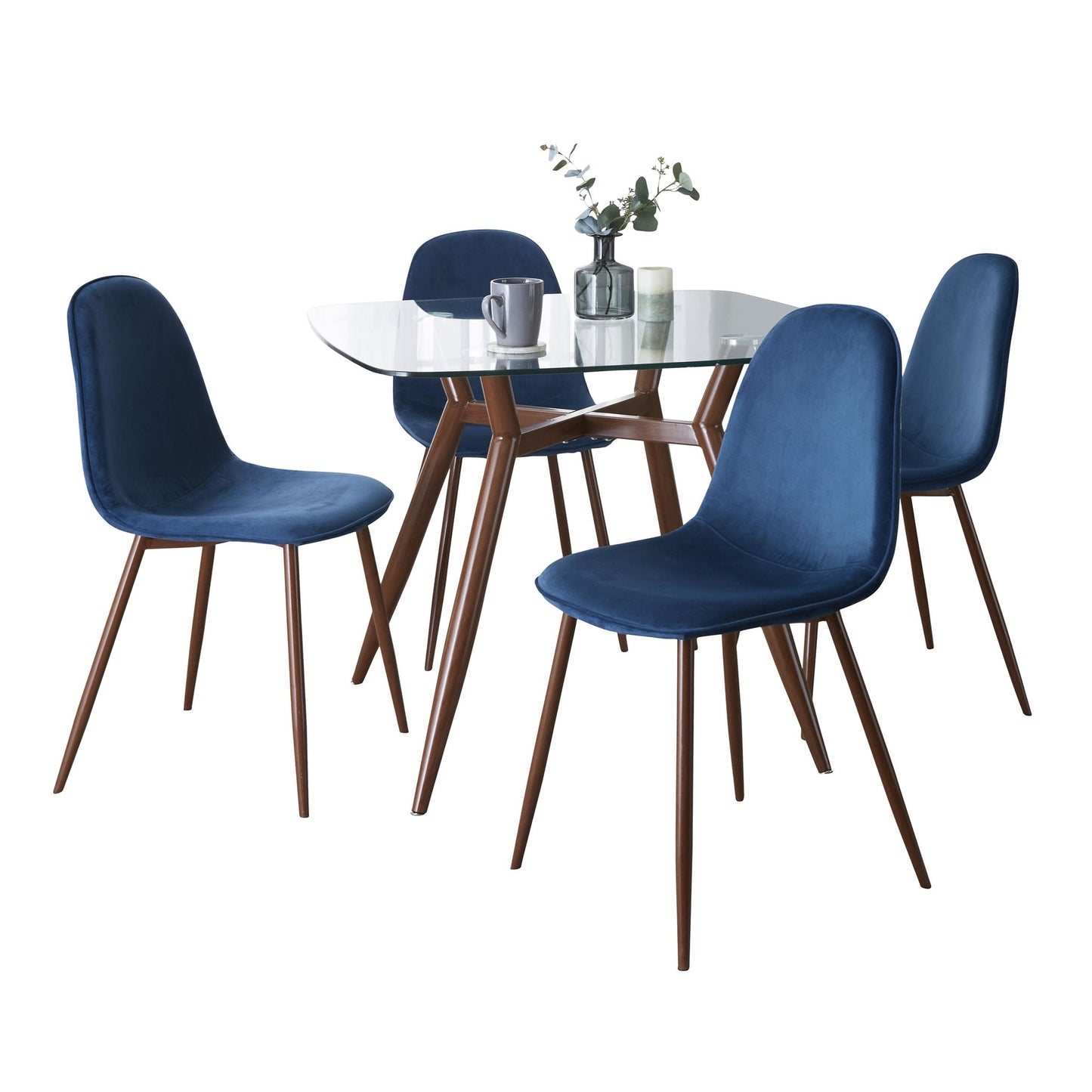 Clara-Pebble Square Dining Set - 5 Piece By LumiSource - DS5-CLRAWLGL+4PEBVWLBK | Dining Sets | Modishstore - 5