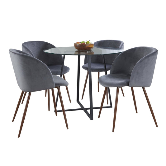 Cosmo-Fran Dining Set - 5 Piece By LumiSource - DS5-COSMOBKGL+4FRANVWLGY | Dining Sets | Modishstore