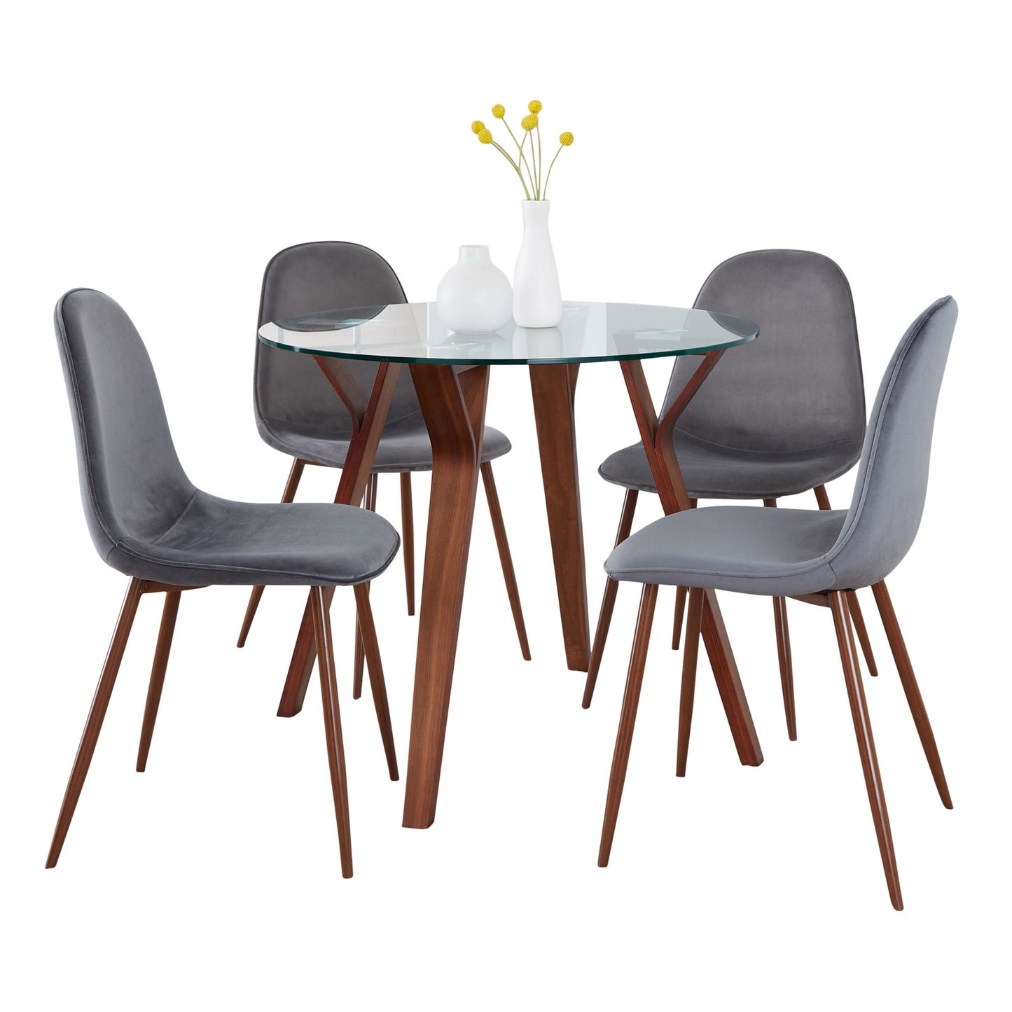 Folia Round Pebble Dining Set - 5 Piece By LumiSource - DS5-FOLIARNDWLCL+4PEBWLBU | Dining Sets | Modishstore - 8