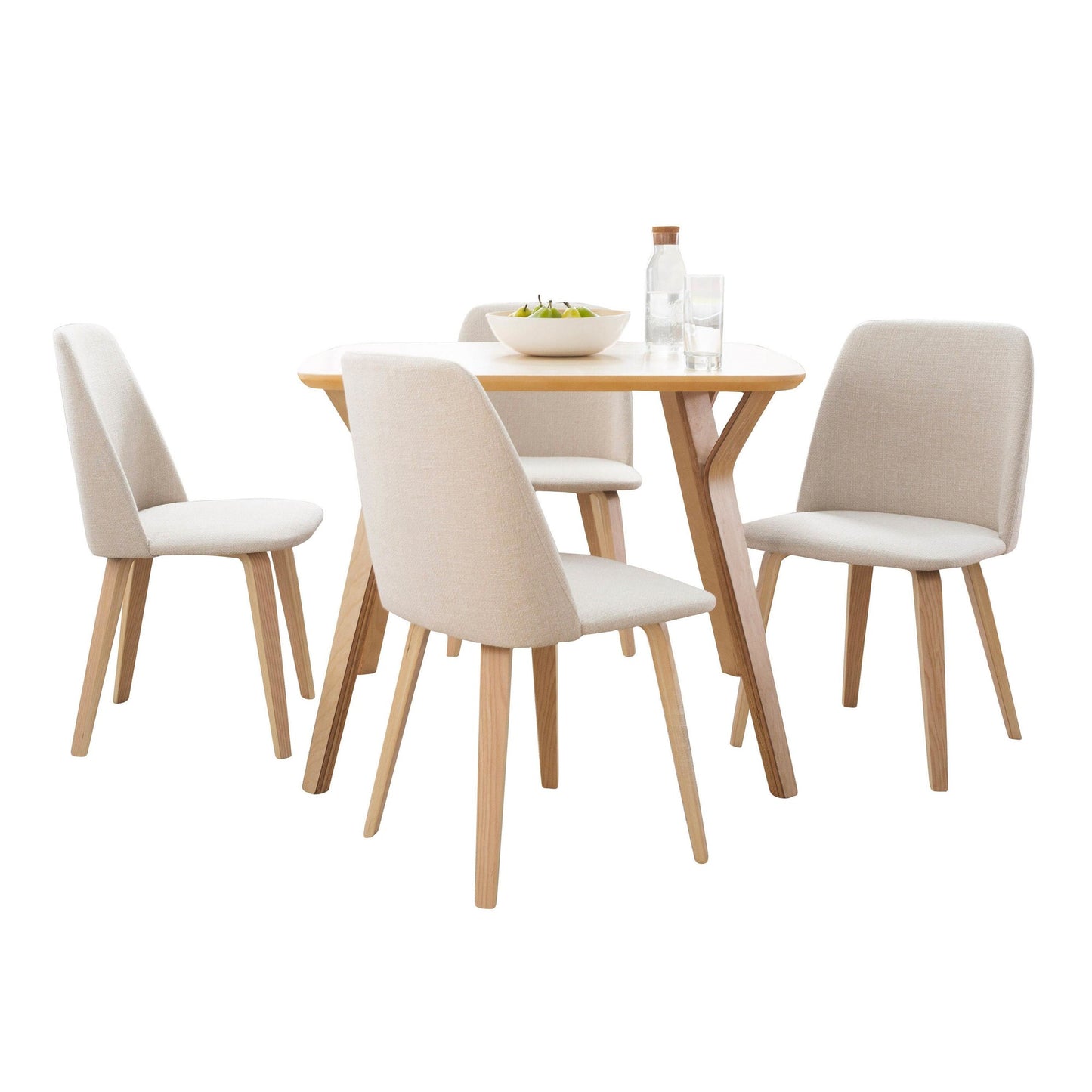 Folia Square Toriano Dining Set - 5 Piece By LumiSource - DS5-FOLIASQNA+4TRNOFBNACR | Dining Sets | Modishstore - 4