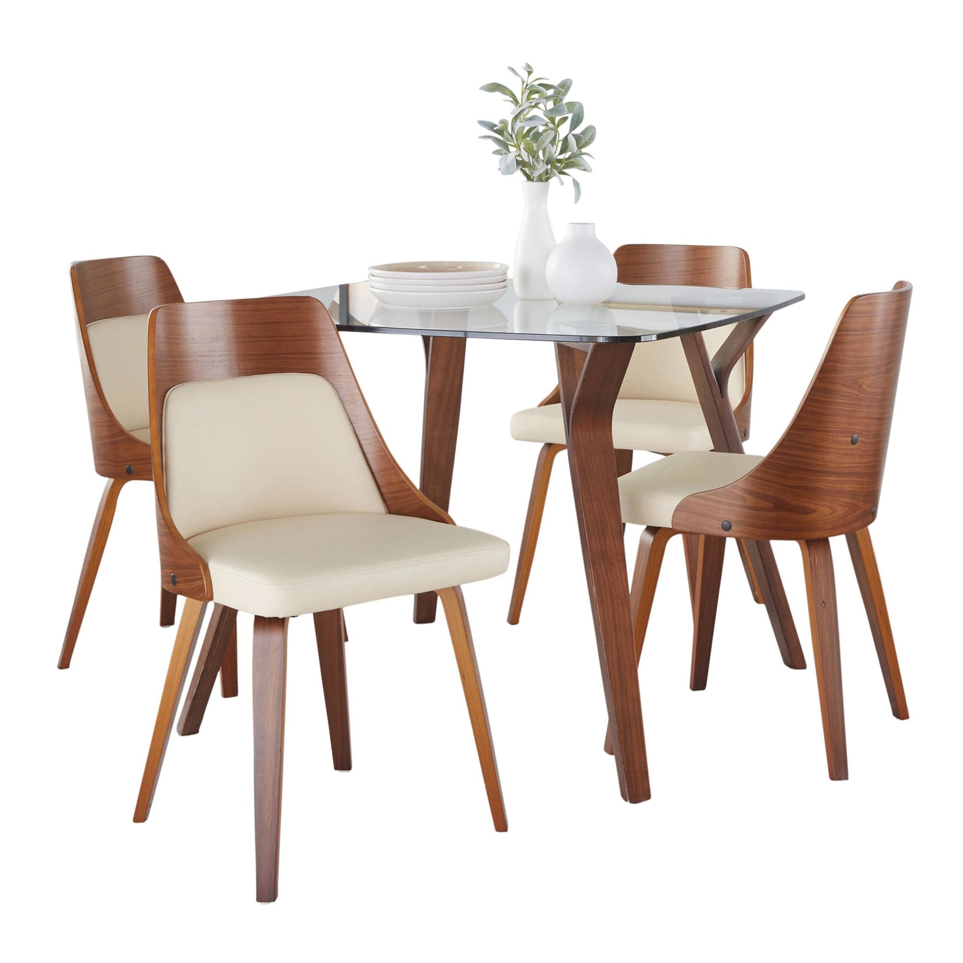 Folia-Anabelle Square Dining Set - 5 Piece By LumiSource - DS5-FOLIASQWL+4ANBELFBWLCR | Dining Sets | Modishstore - 8