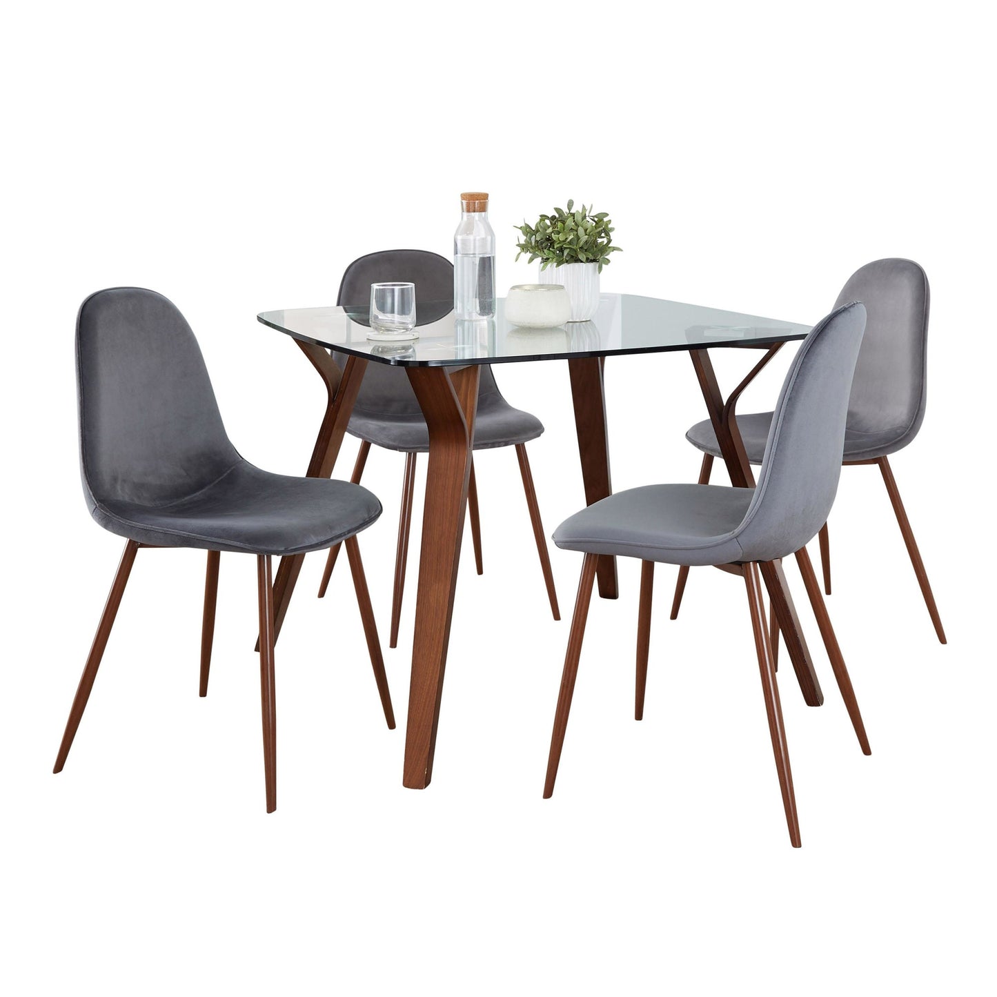 Folia Square Pebble Dining Set - 5 Piece By LumiSource - DS5-FOLIASQWLCL+4PEBWLBU | Dining Sets | Modishstore - 8