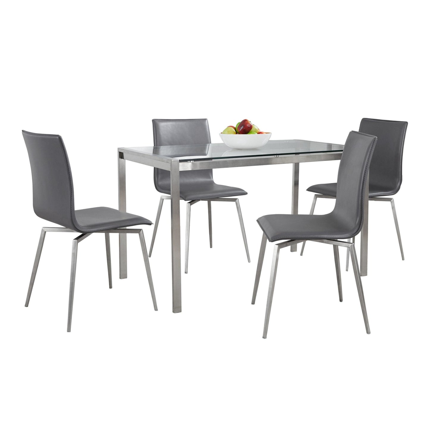 Fuji-Mason Upholstered Swivel Dining Set - 5 Piece By LumiSource - DS5-FUJI47CL+4MSNUPPUSSBK | Dining Sets | Modishstore - 6