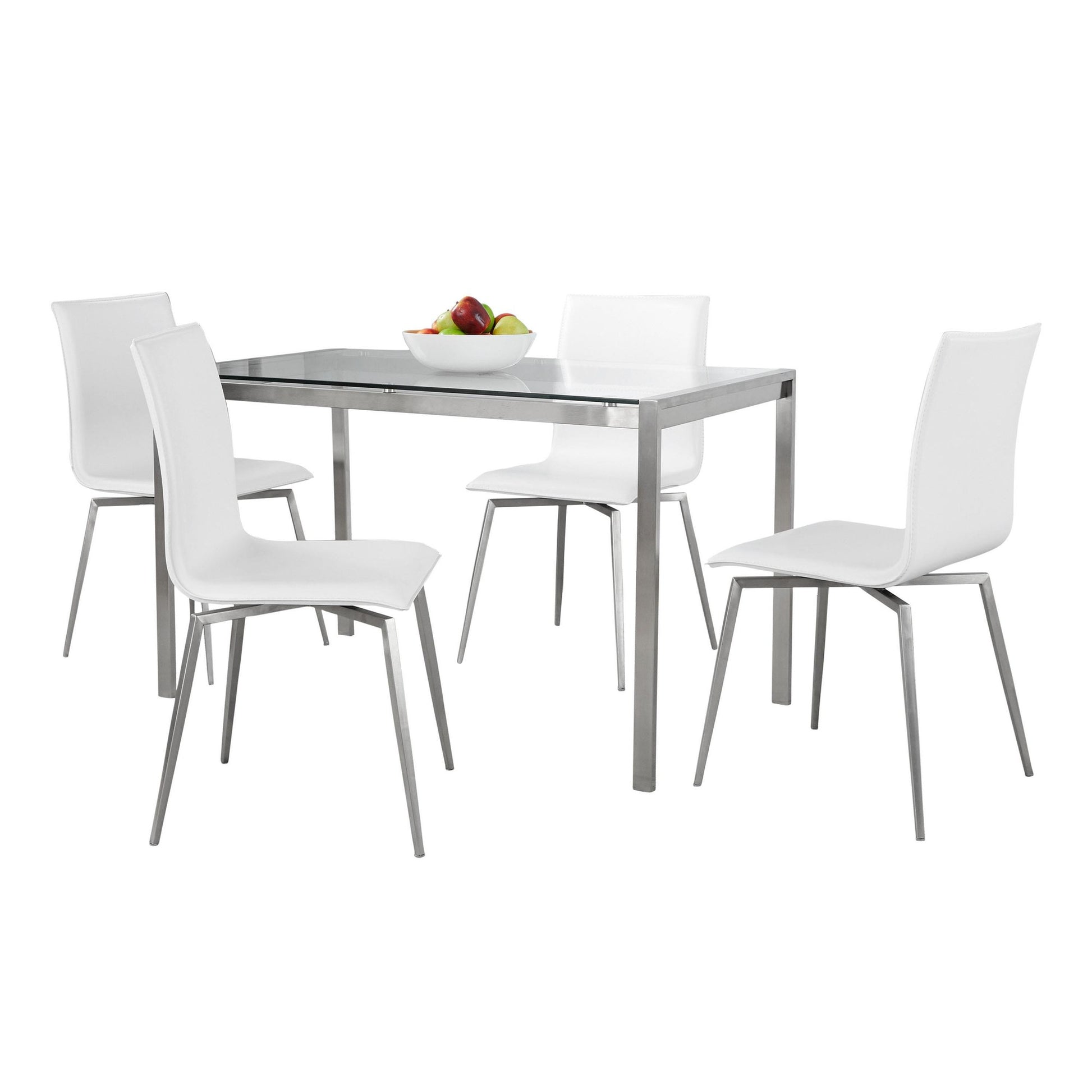 Fuji-Mason Upholstered Swivel Dining Set - 5 Piece By LumiSource - DS5-FUJI47CL+4MSNUPPUSSBK | Dining Sets | Modishstore - 8