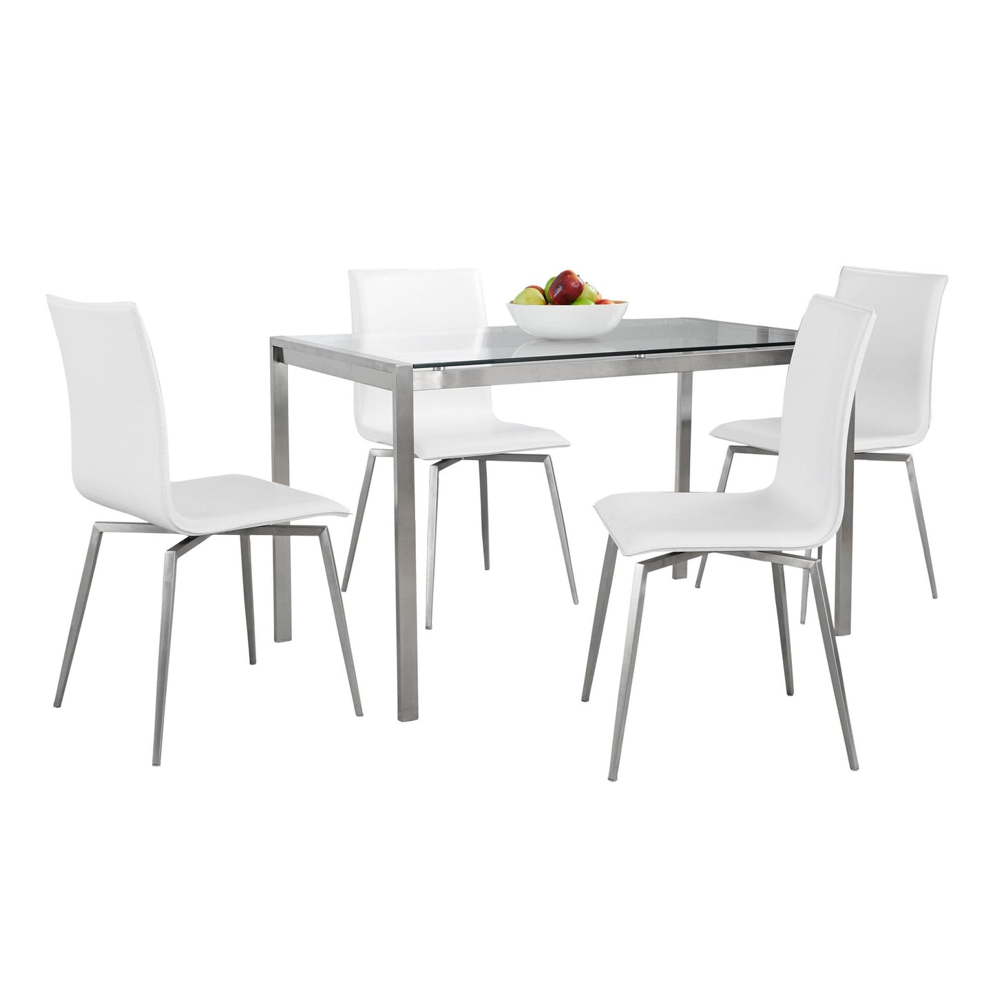 Fuji-Mason Upholstered Swivel Dining Set - 5 Piece By LumiSource - DS5-FUJI47CL+4MSNUPPUSSBK | Dining Sets | Modishstore - 9