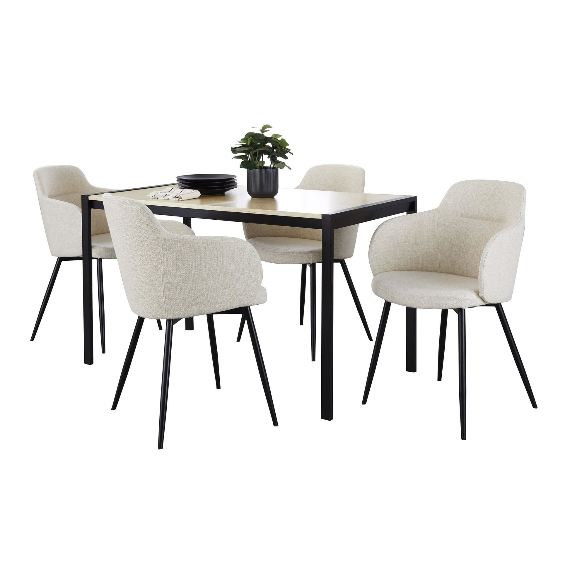 Fuji-Boyne Dining Set - 5 Piece By LumiSource - DS5-FUJIBKNA+4BOYNEFBBKCR | Dining Sets | Modishstore - 2