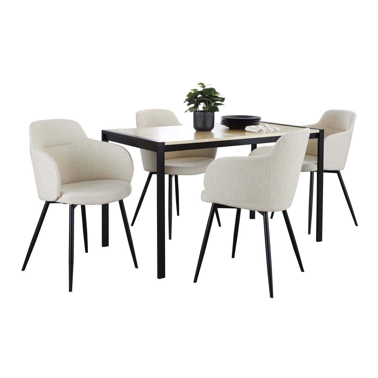 Fuji-Boyne Dining Set - 5 Piece By LumiSource - DS5-FUJIBKNA+4BOYNEFBBKCR | Dining Sets | Modishstore - 3