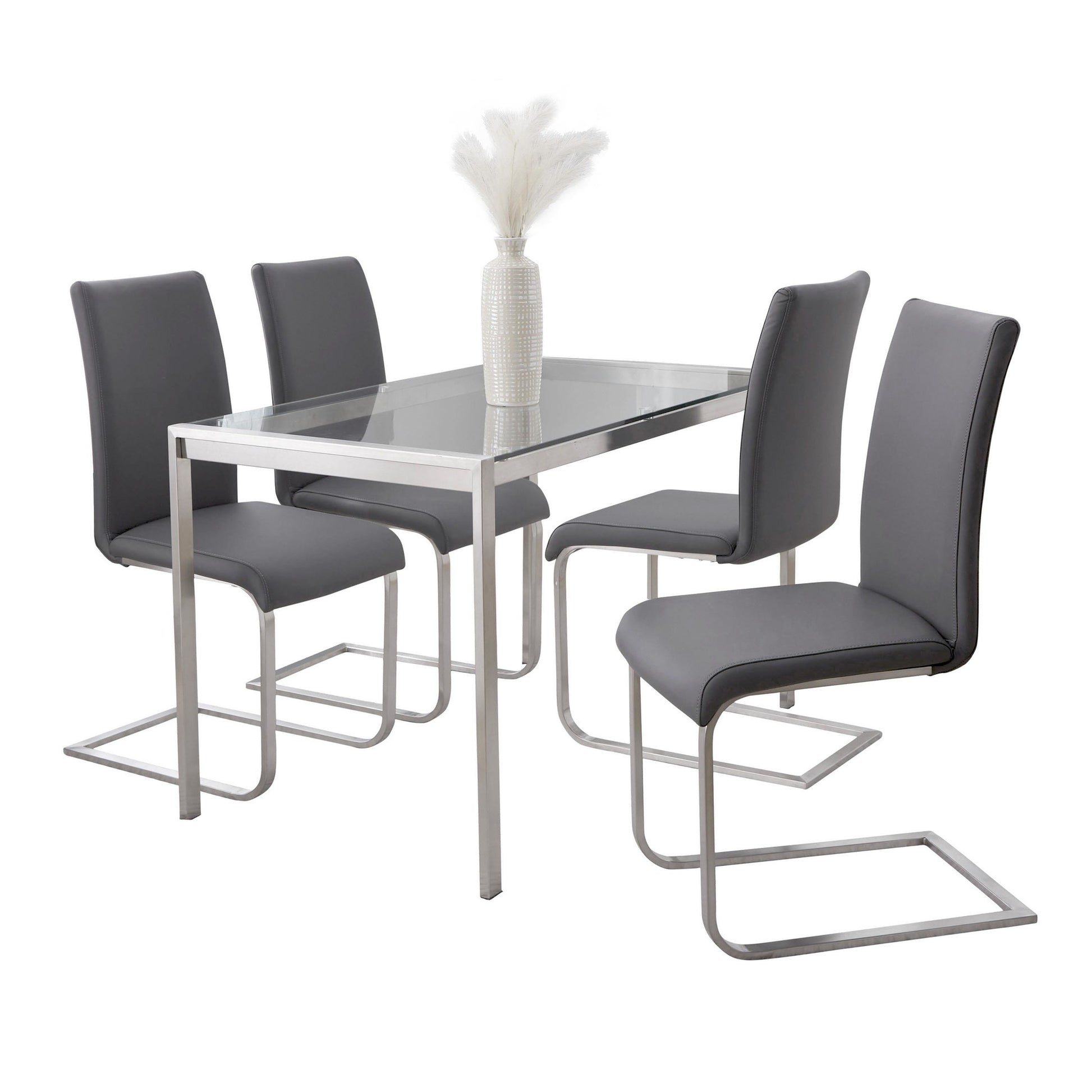 Fuji-Foster Dining Set - 5 Piece By LumiSource - DS5-FUJISSCL+4FSTRPUSSGY | Dining Sets | Modishstore - 2