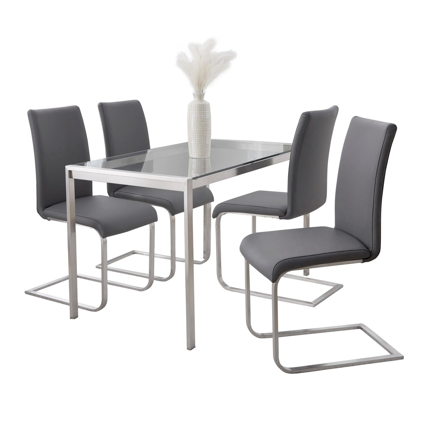 Fuji-Foster Dining Set - 5 Piece By LumiSource - DS5-FUJISSCL+4FSTRPUSSGY | Dining Sets | Modishstore - 3