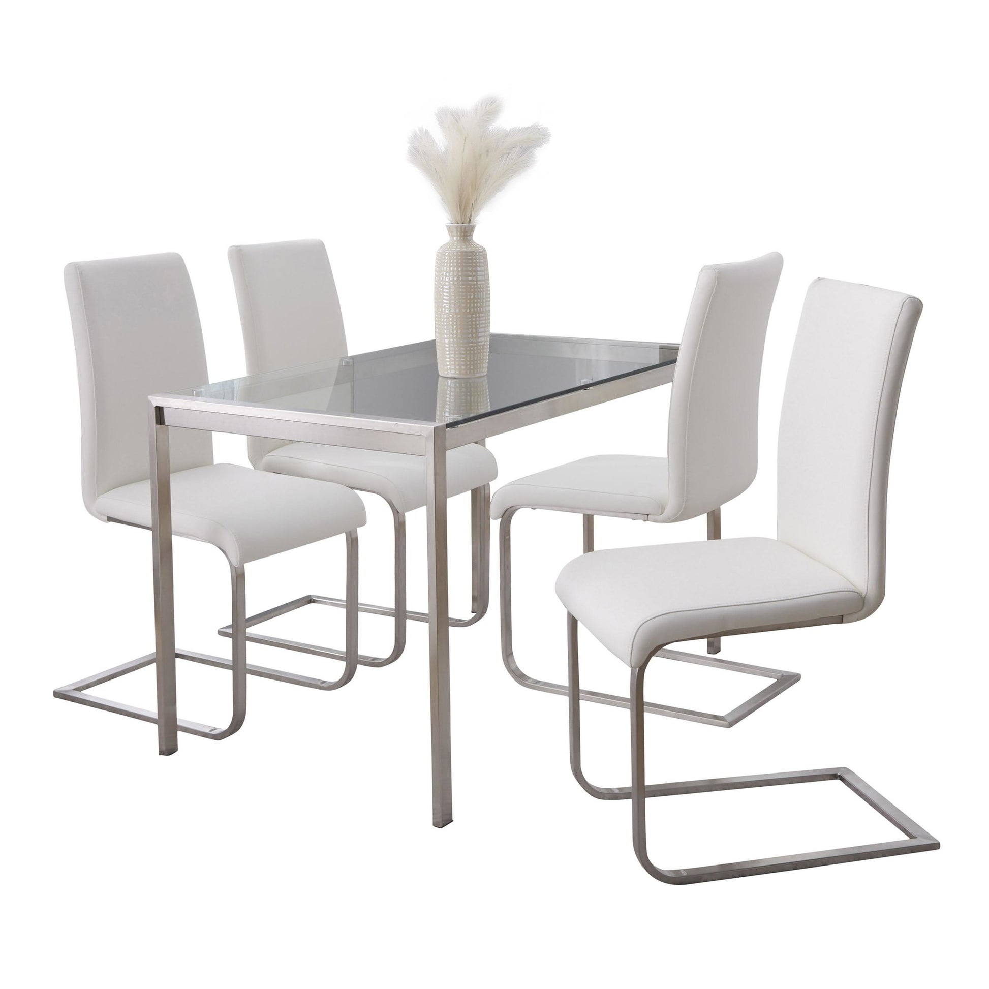 Fuji-Foster Dining Set - 5 Piece By LumiSource - DS5-FUJISSCL+4FSTRPUSSGY | Dining Sets | Modishstore - 5