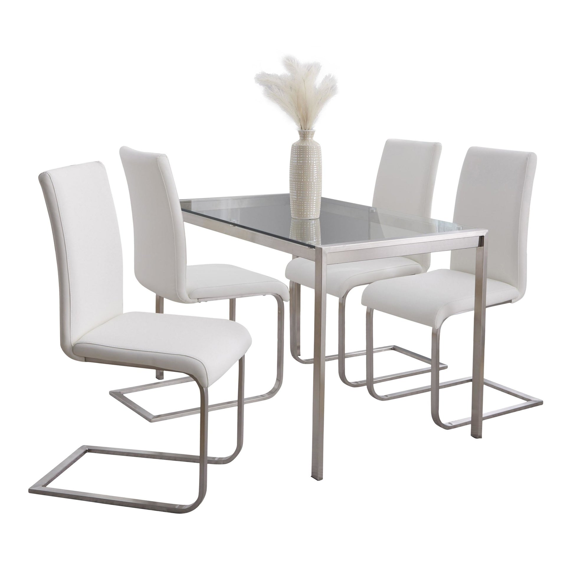 Fuji-Foster Dining Set - 5 Piece By LumiSource - DS5-FUJISSCL+4FSTRPUSSGY | Dining Sets | Modishstore - 6