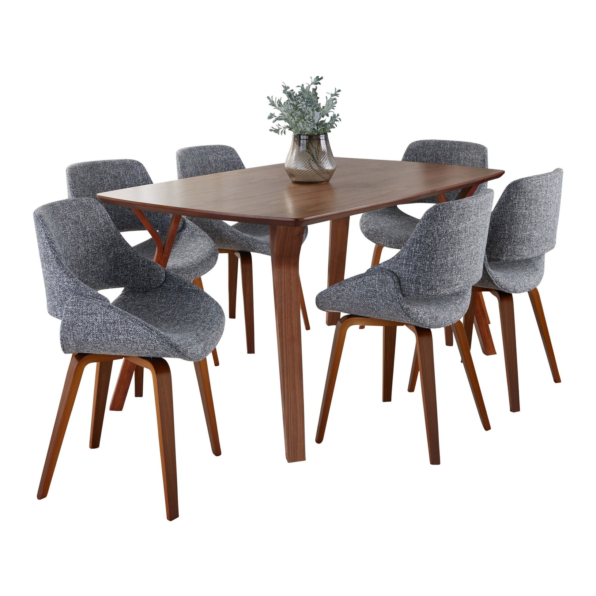 Folia Fabrico Dining Set - 7 Piece By LumiSource - DS7-FOLIAWL+6FBCOWLGY | Dining Sets | Modishstore - 3