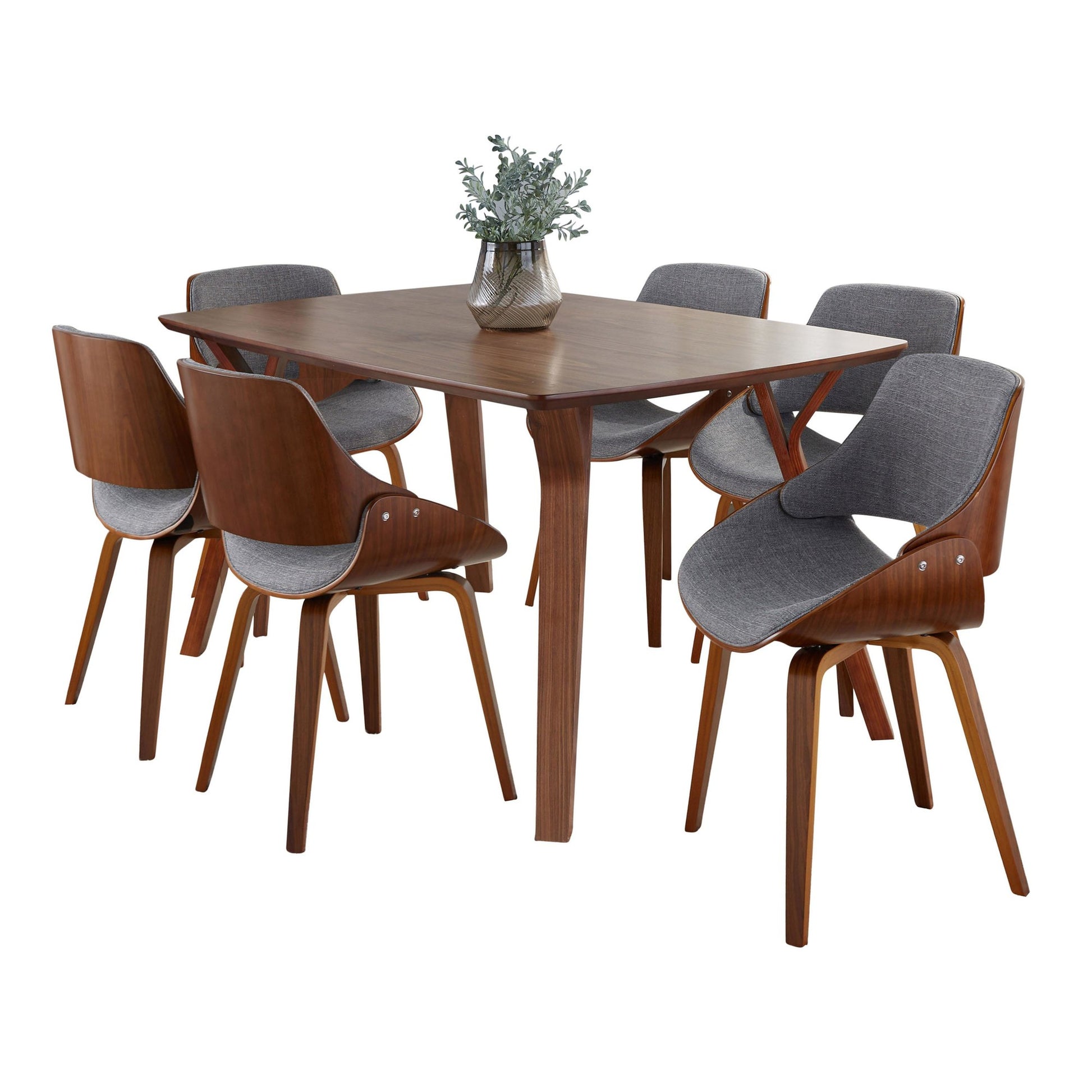 Folia Fabrizzi Dining Set - 7 Piece By LumiSource - DS7-FOLIAWL+6FBZZWLGY | Dining Sets | Modishstore - 2