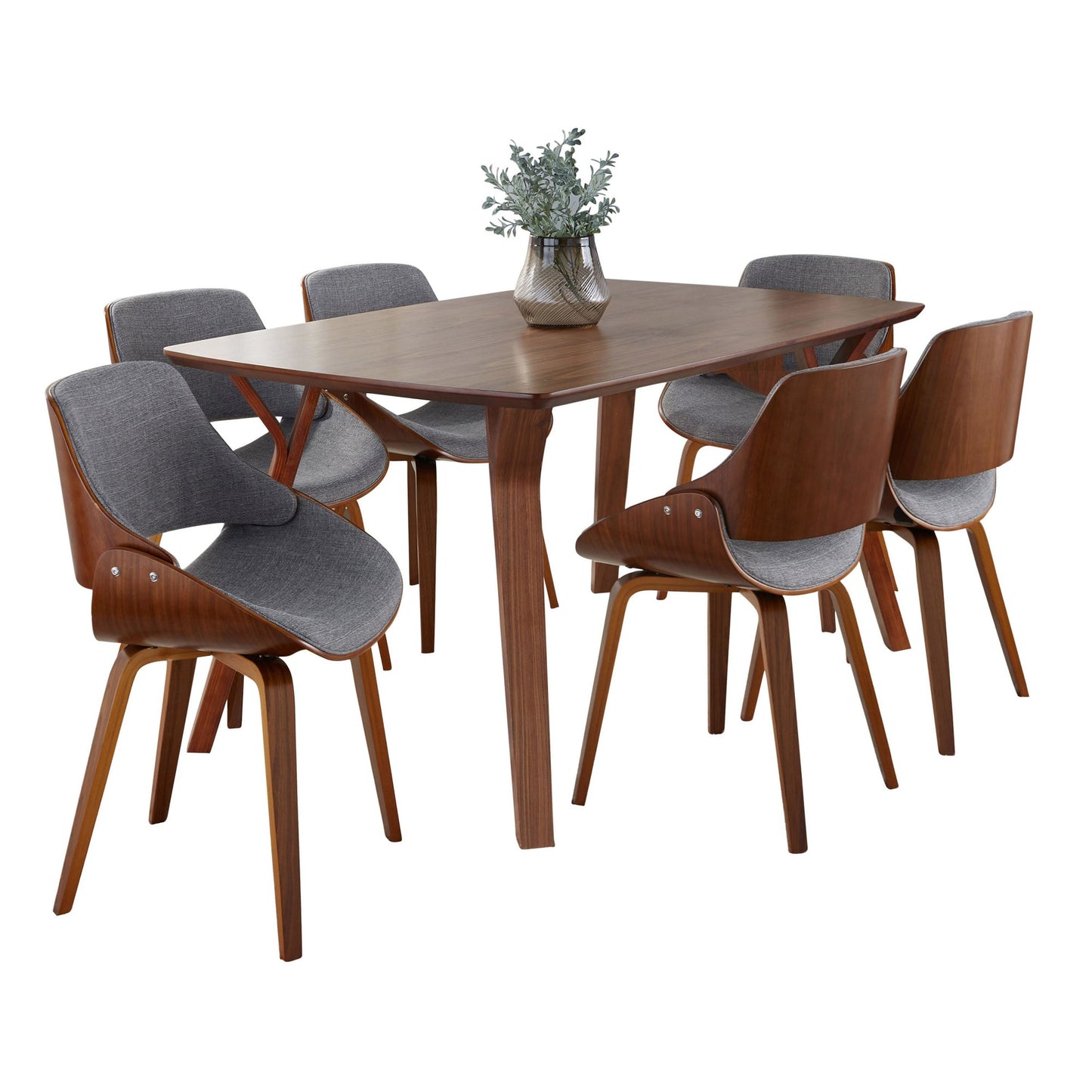 Folia Fabrizzi Dining Set - 7 Piece By LumiSource - DS7-FOLIAWL+6FBZZWLGY | Dining Sets | Modishstore - 3