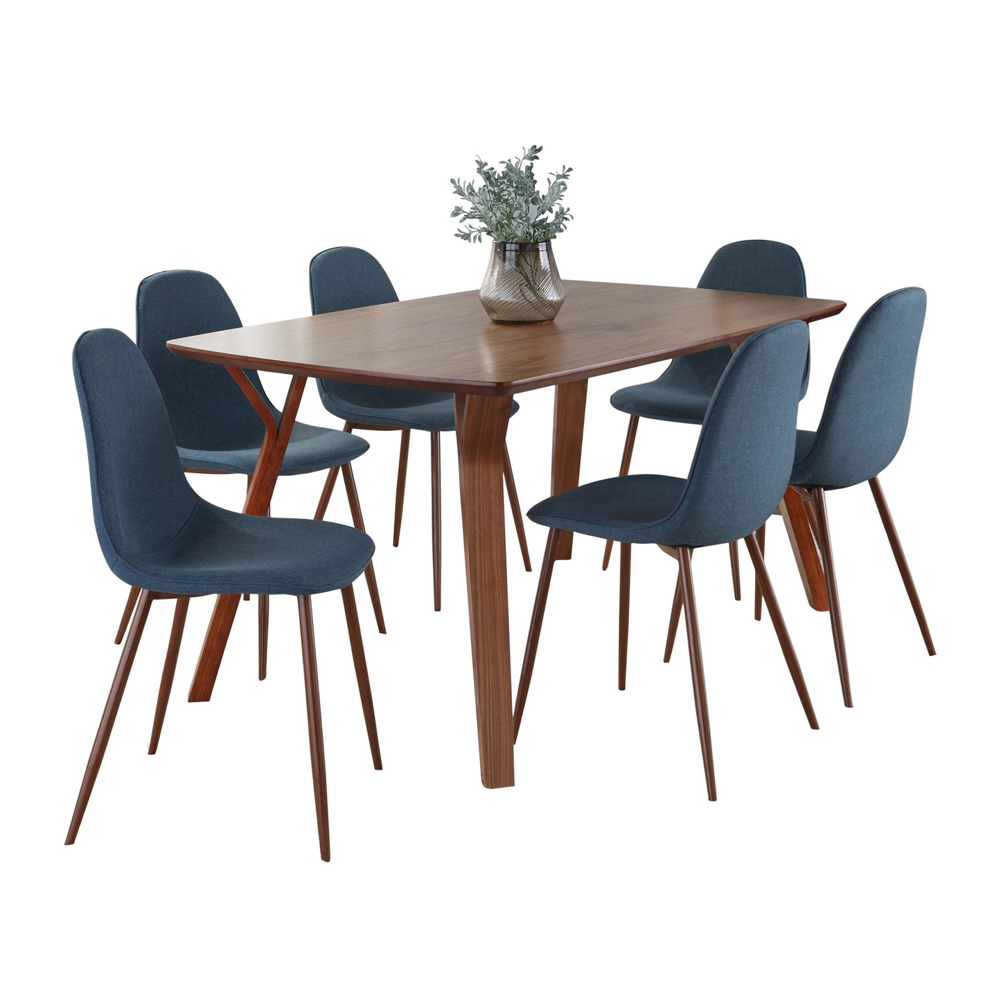 Folia Pebble Dining Set - 7 Piece By LumiSource - DS7-FOLIAWL+6PEBWLBU | Dining Sets | Modishstore - 3