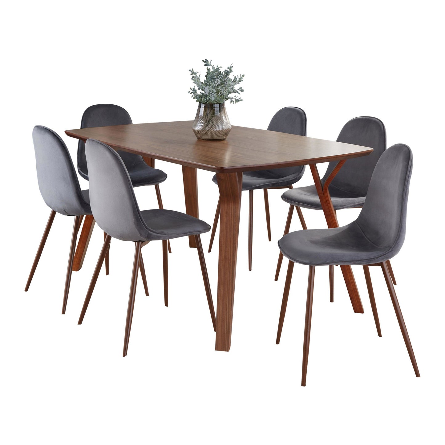 Folia Pebble Dining Set - 7 Piece By LumiSource - DS7-FOLIAWL+6PEBWLVBU | Dining Sets | Modishstore - 5