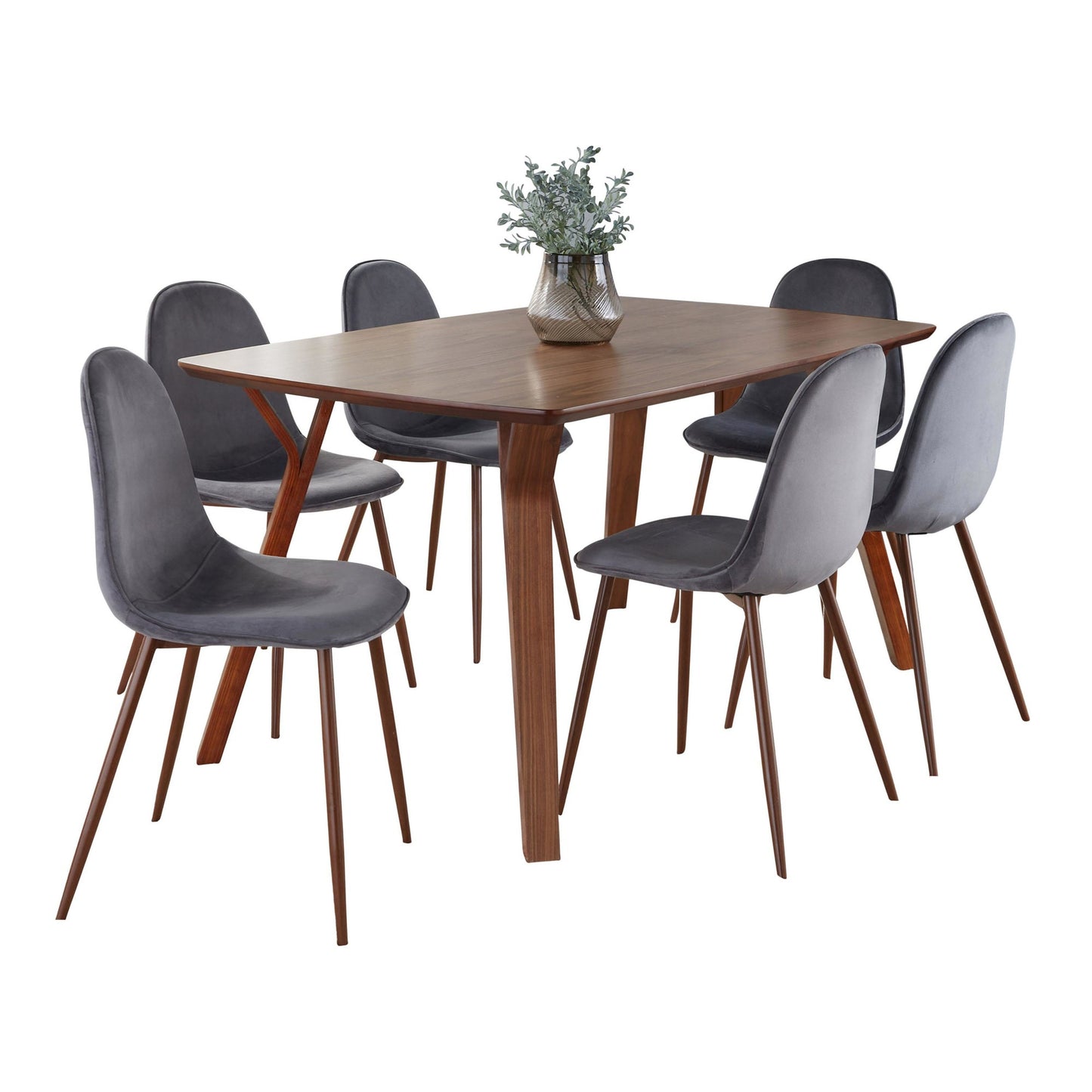 Folia Pebble Dining Set - 7 Piece By LumiSource - DS7-FOLIAWL+6PEBWLVBU | Dining Sets | Modishstore - 6