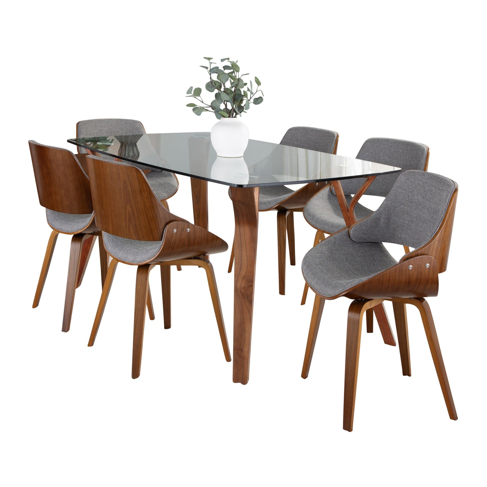 Folia Fabrizzi Dining Set - 7 Piece By LumiSource - DS7-FOLIAWLCL+6FBZZWLGY | Dining Sets | Modishstore - 2