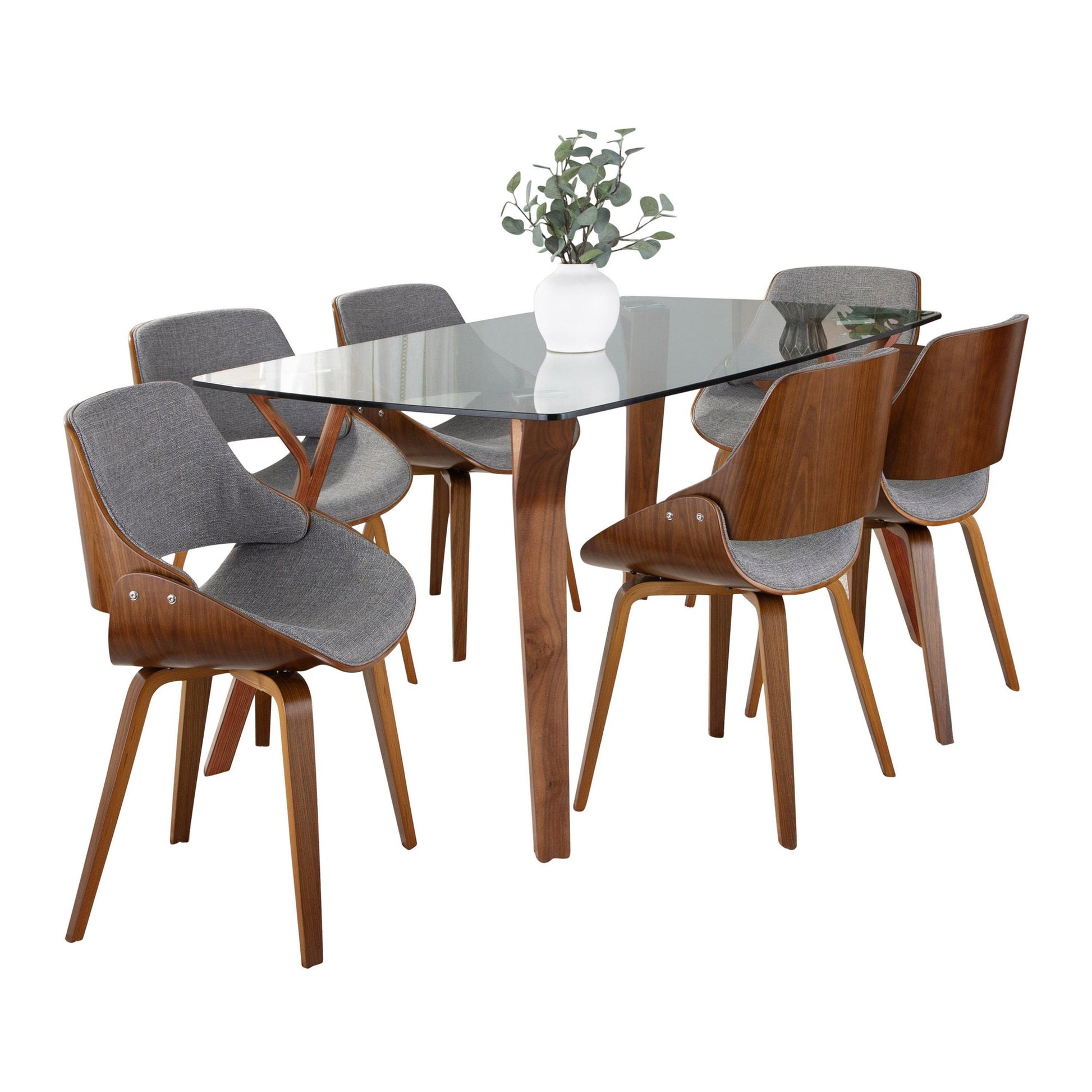 Folia Fabrizzi Dining Set - 7 Piece By LumiSource - DS7-FOLIAWLCL+6FBZZWLGY | Dining Sets | Modishstore - 3