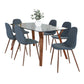 Folia Pebble Dining Set - 7 Piece By LumiSource - DS7-FOLIAWLCL+6PEBWLBU | Dining Sets | Modishstore - 2