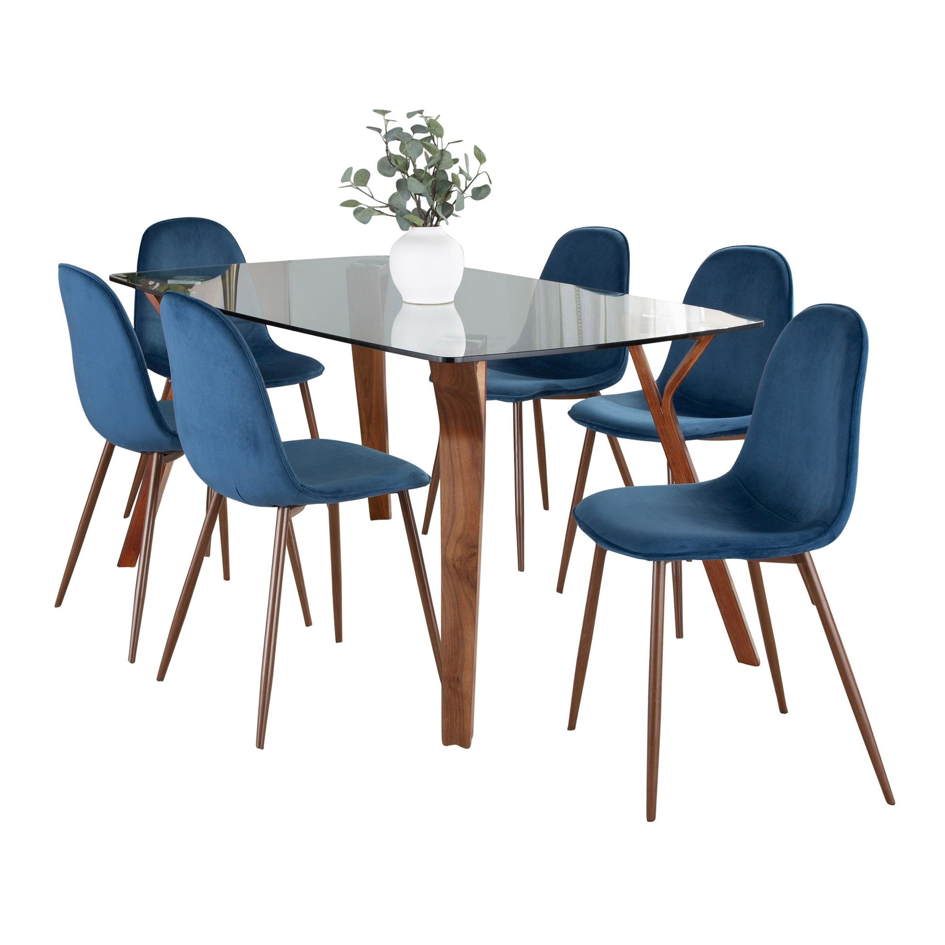 Folia Pebble Dining Set - 7 Piece By LumiSource - DS7-FOLIAWLCL+6PEBWLBU | Dining Sets | Modishstore - 5