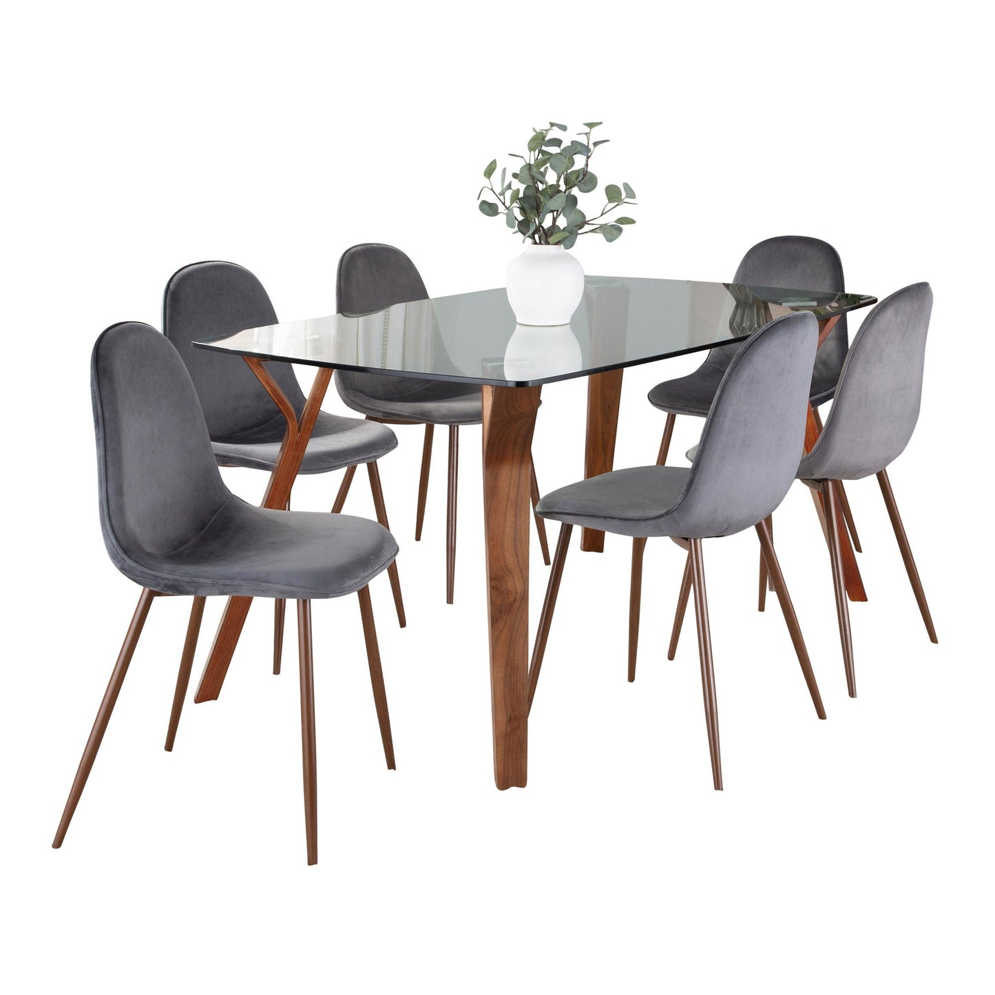 Folia Pebble Dining Set - 7 Piece By LumiSource - DS7-FOLIAWLCL+6PEBWLBU | Dining Sets | Modishstore - 9