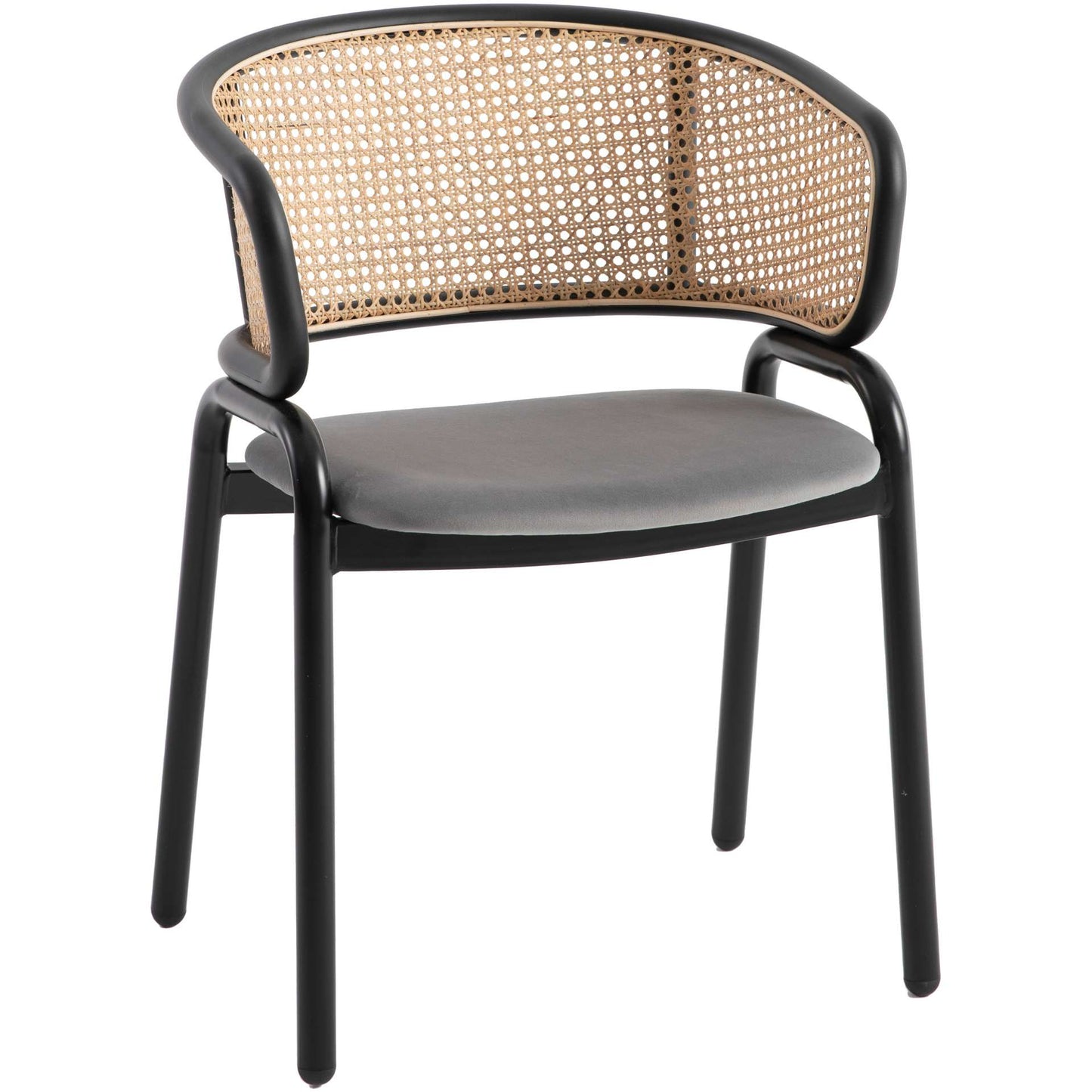 Leisuremod Ervilla Modern Dining Chair With Stainless Steel Legs Velvet Seat and Wicker Back - EC20GR | Dining Chairs | Modishstore - 10