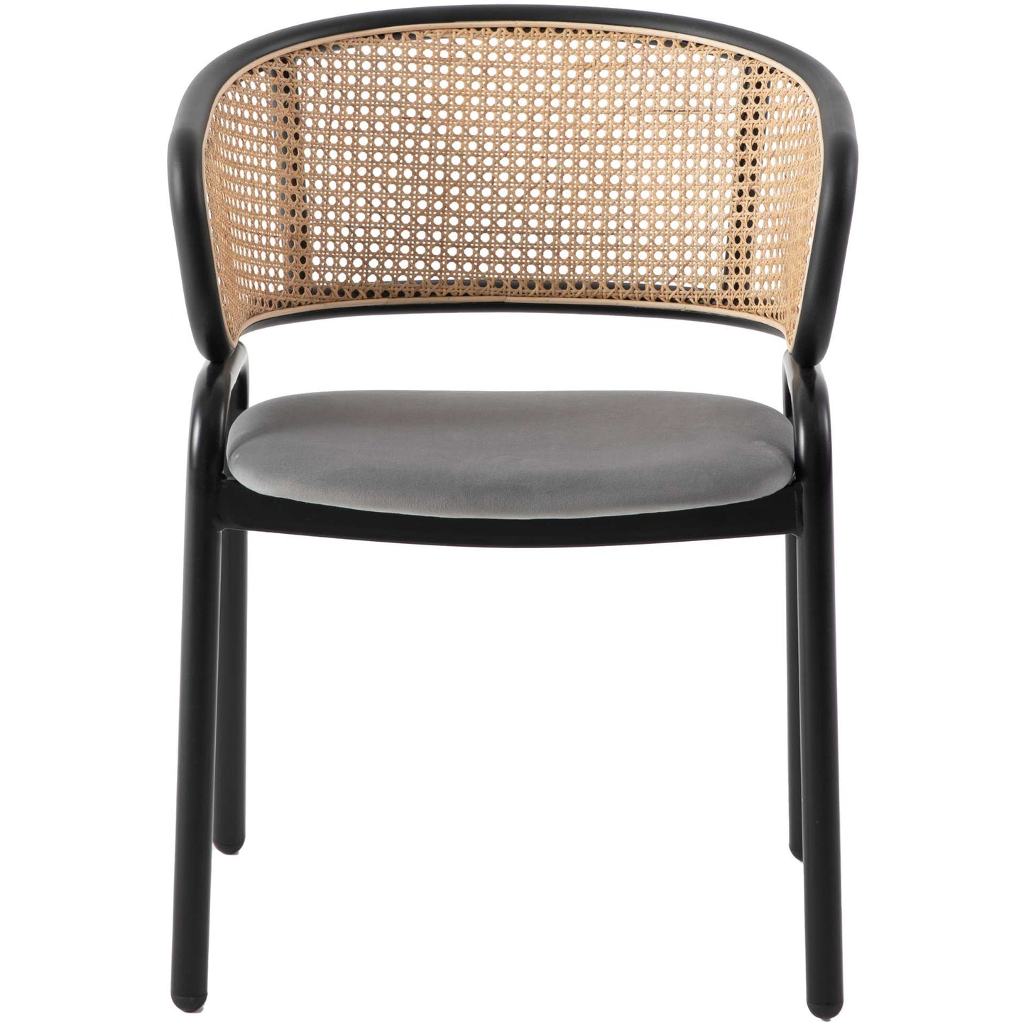 Leisuremod Ervilla Modern Dining Chair With Stainless Steel Legs Velvet Seat and Wicker Back - EC20GR | Dining Chairs | Modishstore - 2