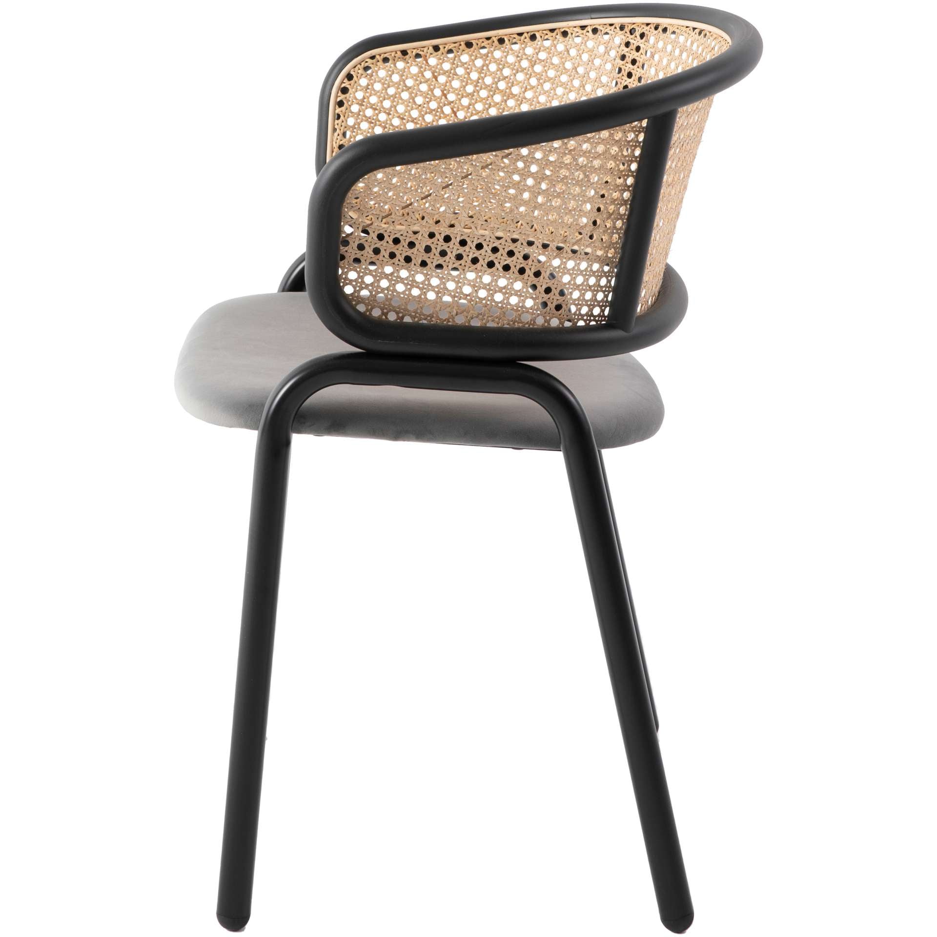 Leisuremod Ervilla Modern Dining Chair With Stainless Steel Legs Velvet Seat and Wicker Back - EC20GR | Dining Chairs | Modishstore - 4