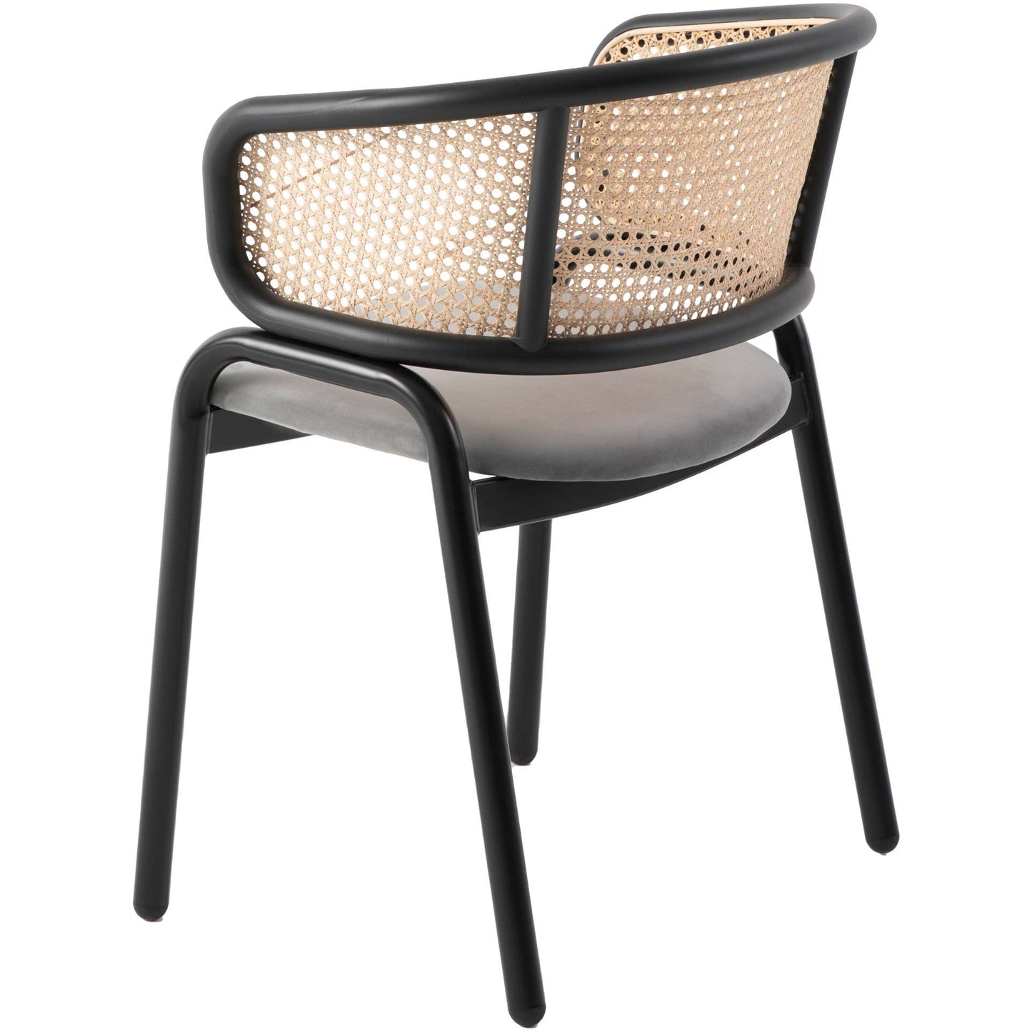 Leisuremod Ervilla Modern Dining Chair With Stainless Steel Legs Velvet Seat and Wicker Back - EC20GR | Dining Chairs | Modishstore - 5