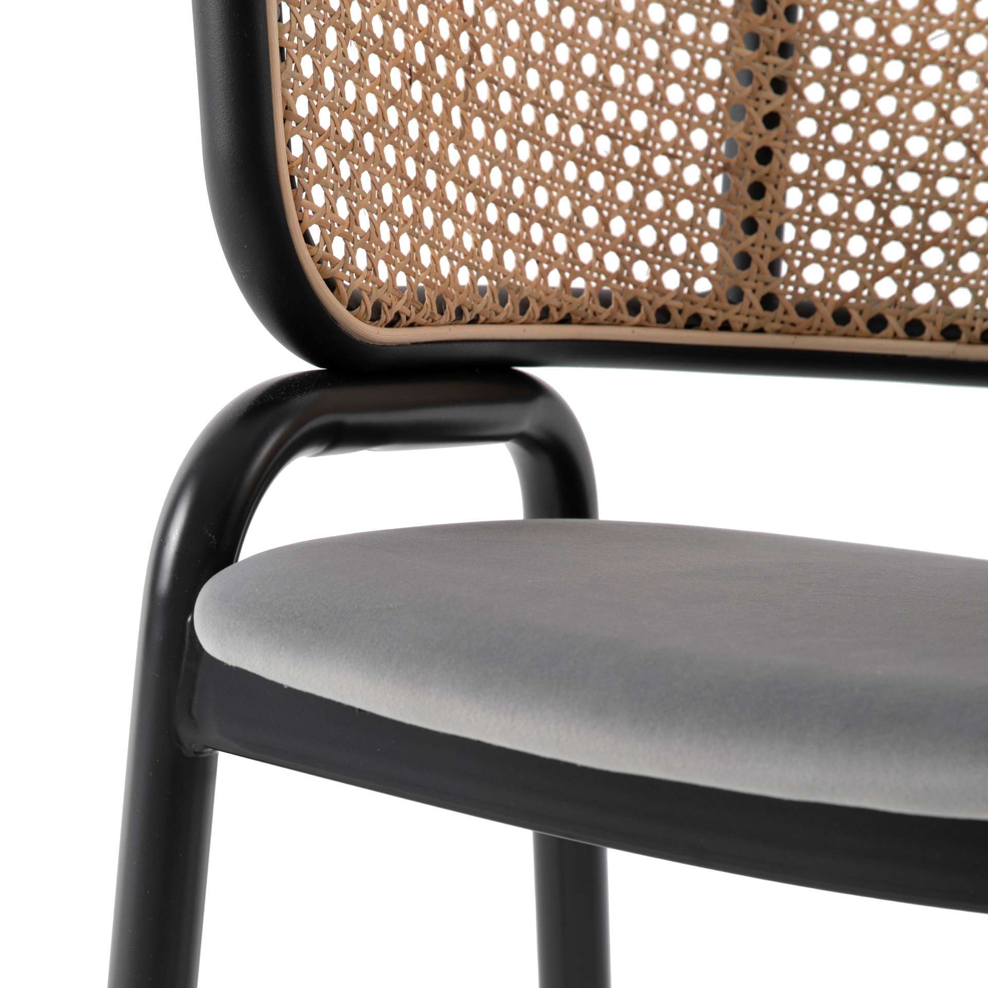 Leisuremod Ervilla Modern Dining Chair With Stainless Steel Legs Velvet Seat and Wicker Back - EC20GR | Dining Chairs | Modishstore - 9