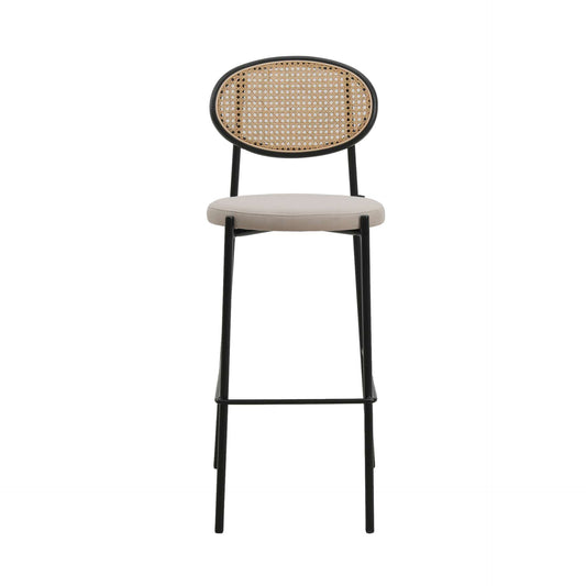 LeisureMod Euston Modern Wicker Bar Stool With Black Steel Frame | Bar Stools | Modishstore