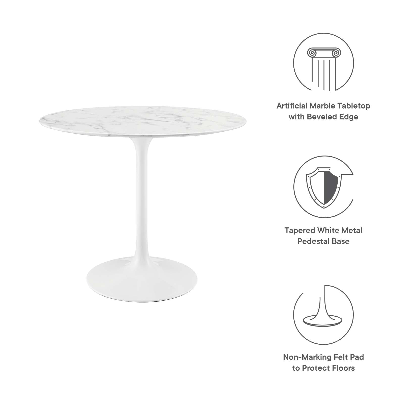 Modway Lippa 36" Round Artificial Marble Dining Table - EEI-1129 | Dining Tables | Modishstore - 10