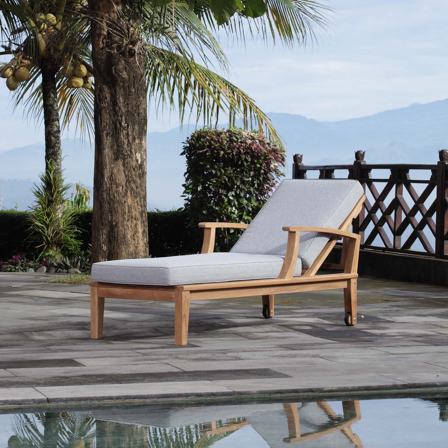 Modway Marina Outdoor Patio Teak Single Chaise