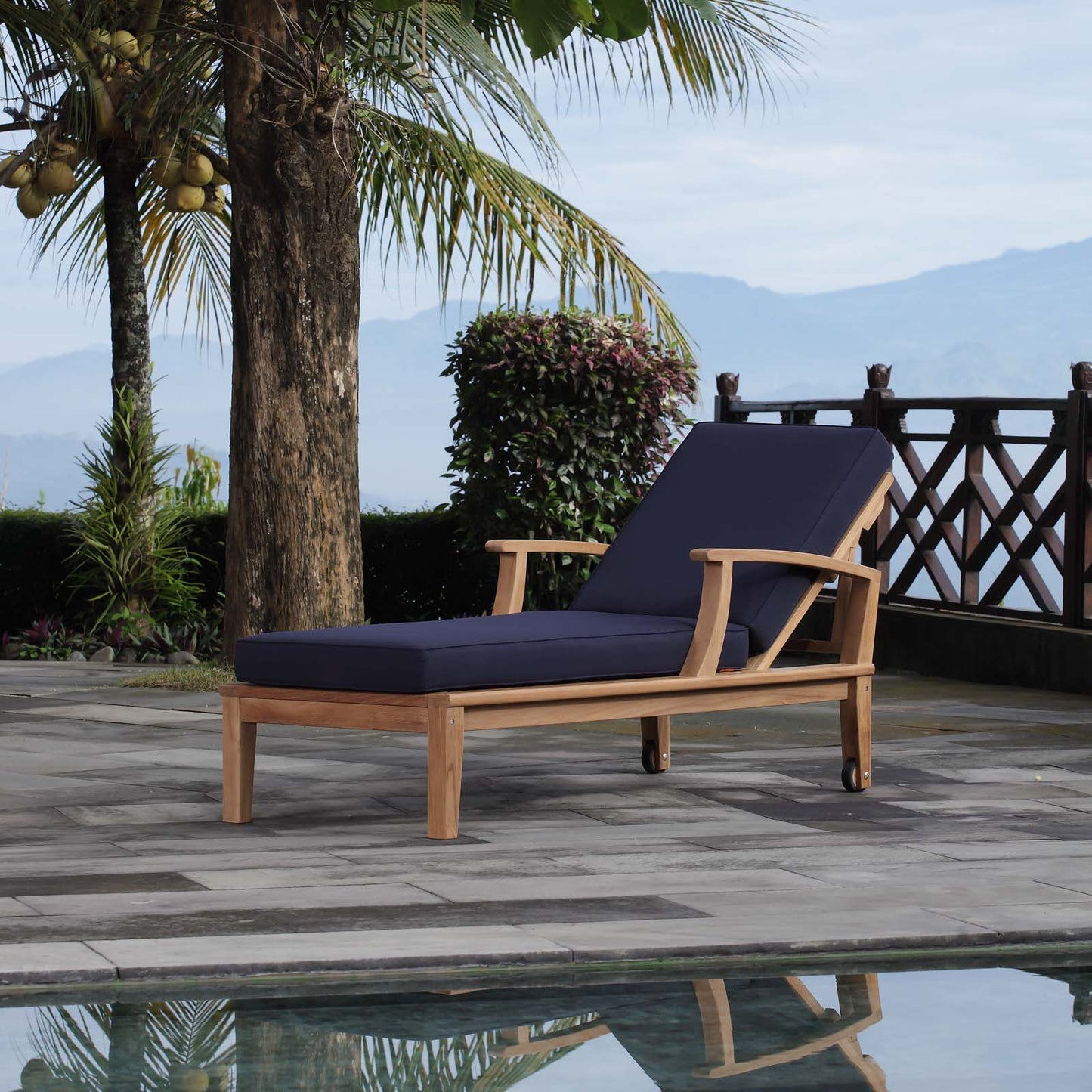 Modway Marina Outdoor Patio Teak Single Chaise