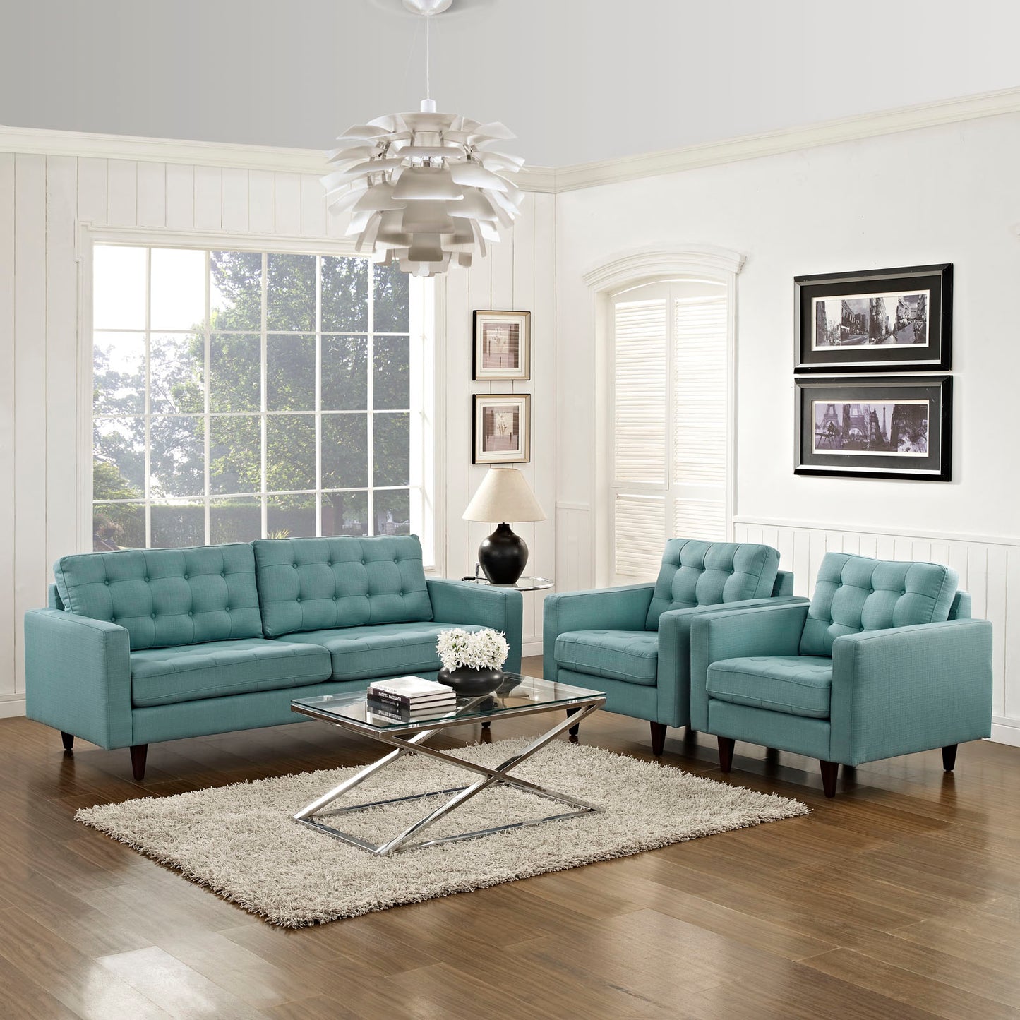 Modway Empress Sofa and Armchairs Set of 3