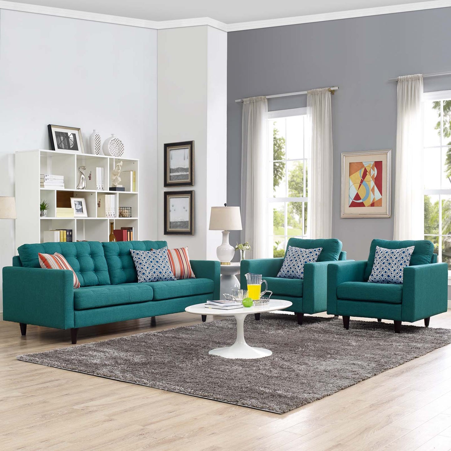 Modway Empress Sofa and Armchairs Set of 3