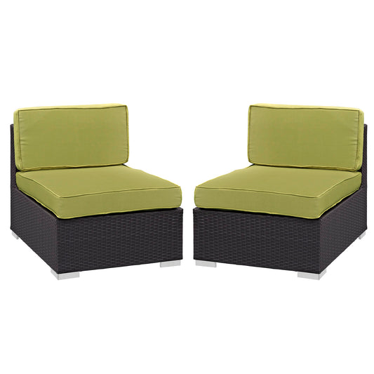 Modway Gather Outdoor Patio Armless Chair Set of 2