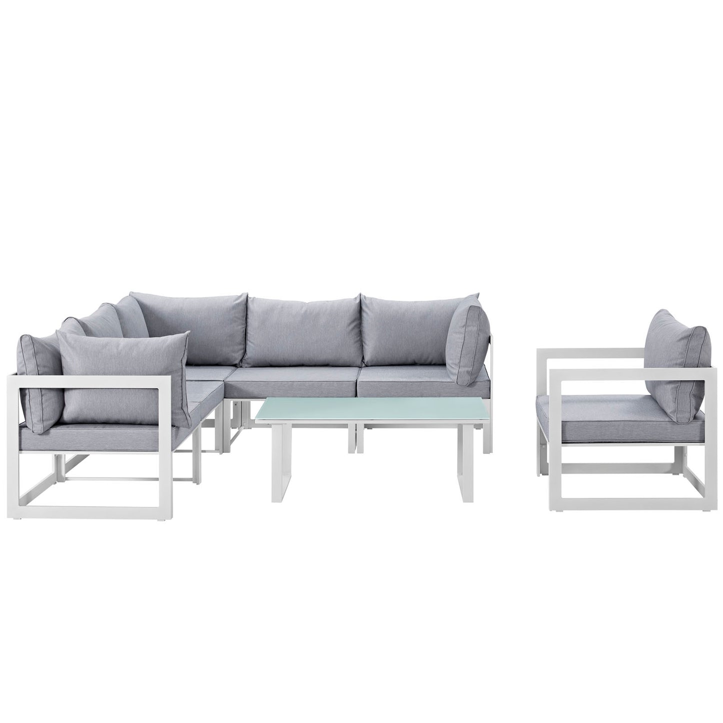 Modway Fortuna 7 Piece Outdoor Patio Sectional Sofa Set