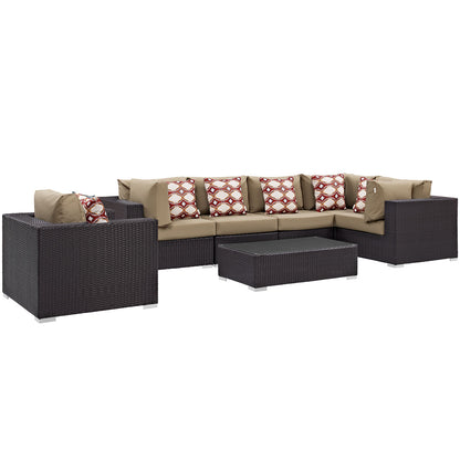 Modway Convene 7 Piece Outdoor Patio Sectional Set