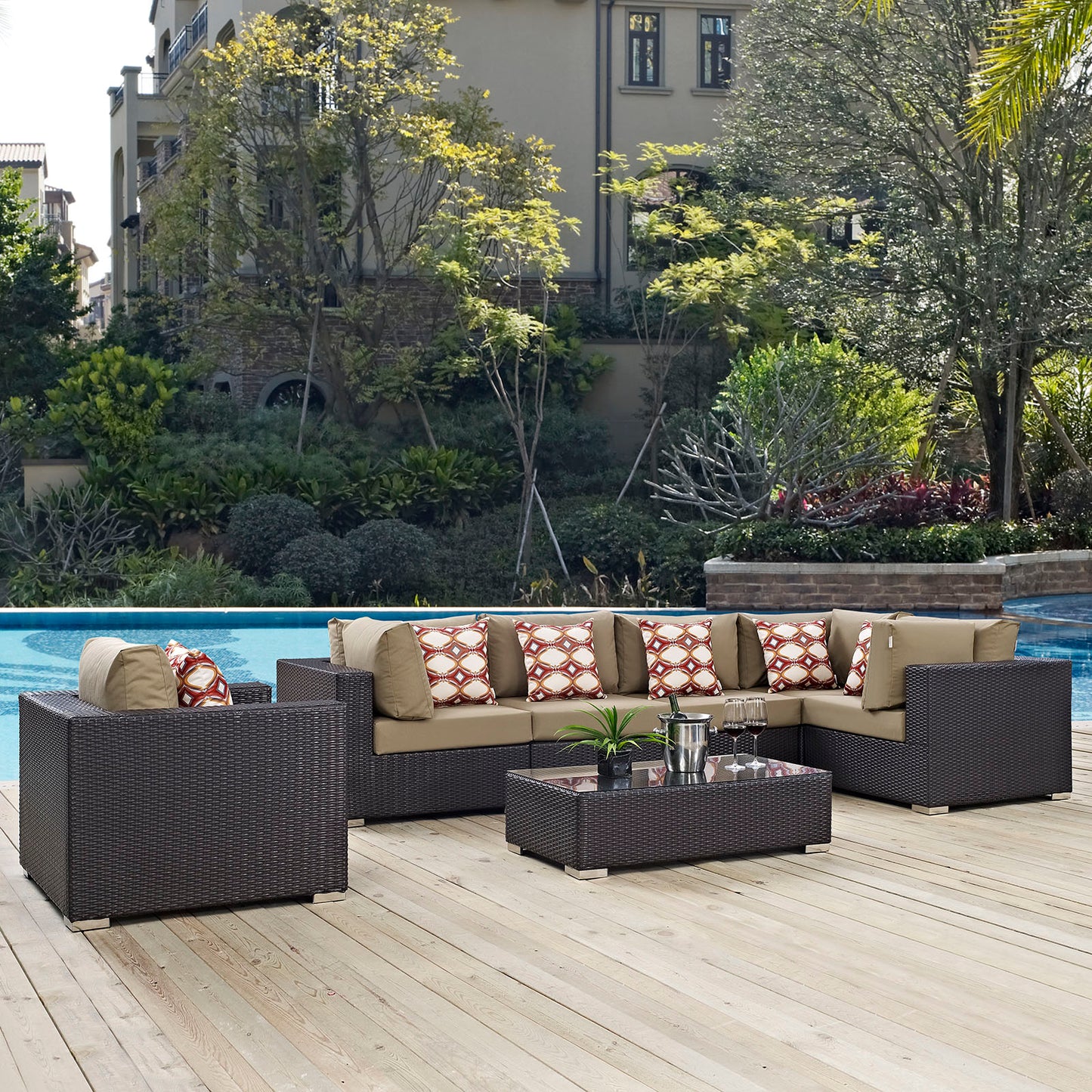 Modway Convene 7 Piece Outdoor Patio Sectional Set