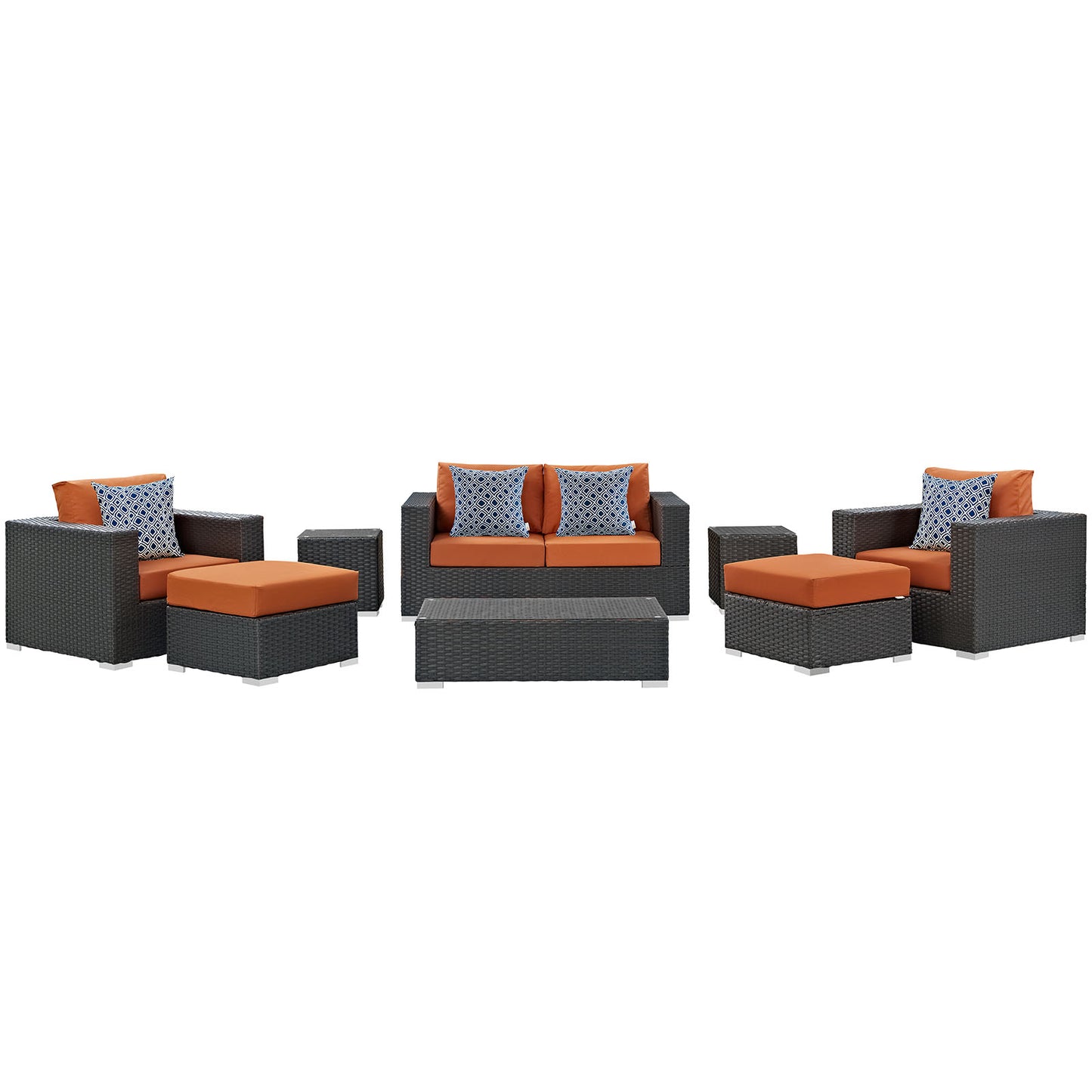 Modway Sojourn 8 Piece Outdoor Patio Sunbrella® Sectional Set