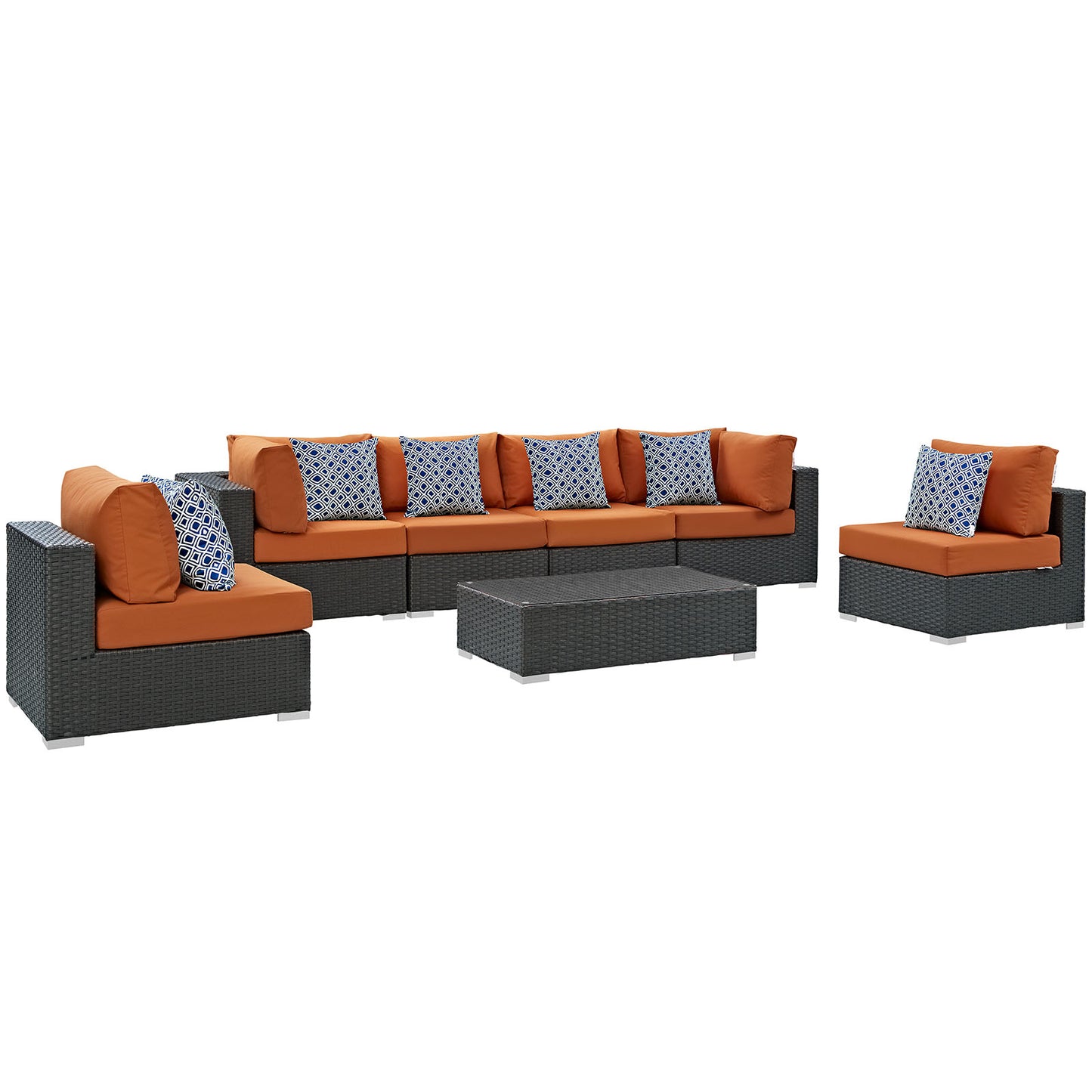 Modway Sojourn 7 Piece Outdoor Patio Sunbrella® Sectional Set